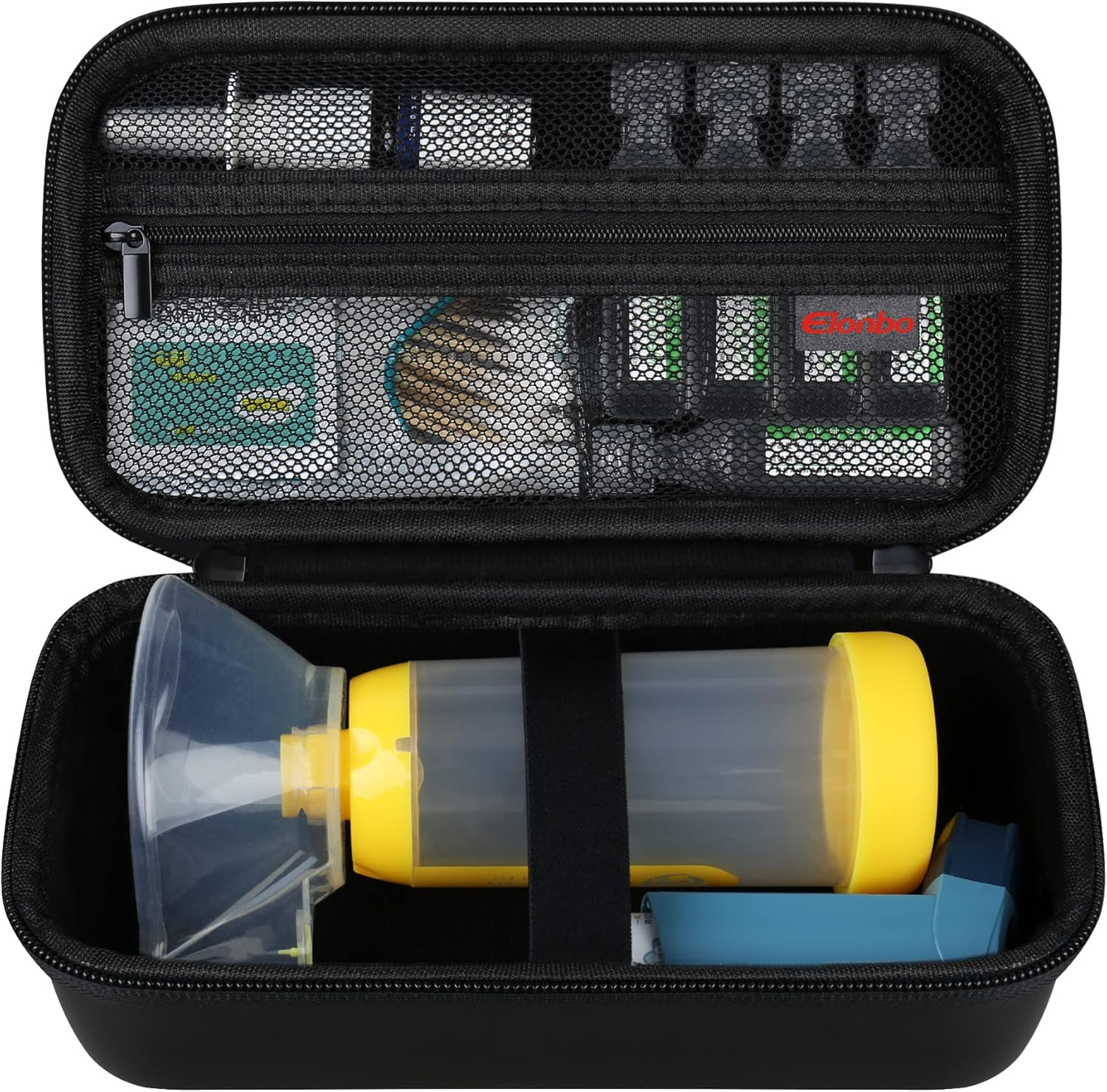 Elonbo Carrying Case Compatible with Asthma Inhaler Spacer for Kids and Adults, Ventolin Masks Inhaler Spacer Holder, Asthma Travel Organize Bag, Yellow (CASE ONLY! Inhaler Spacer Not Included)