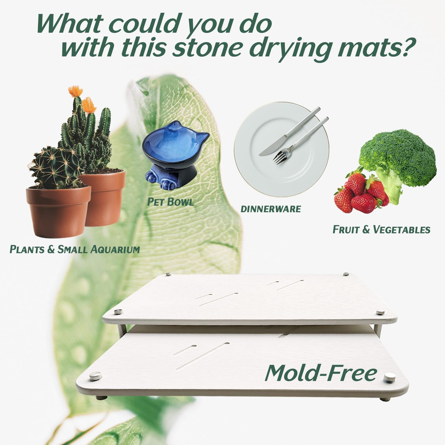 Marakruki Stone Dish Drying Mat for Kitchen Counter, Diatomite Dish Drying Mat, Quick Drying Diatomaceous Stone Kitchen Drying Mat, Chemical-Free Super Absorbent Dish Mat (35 X 45 Cm + 37.5 X 30 Cm)