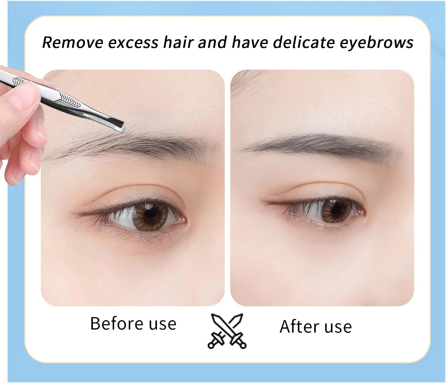 2Pcs Stainless Steel Tweezers for Man Women Facial Hair Eyebrow Chin image number 3