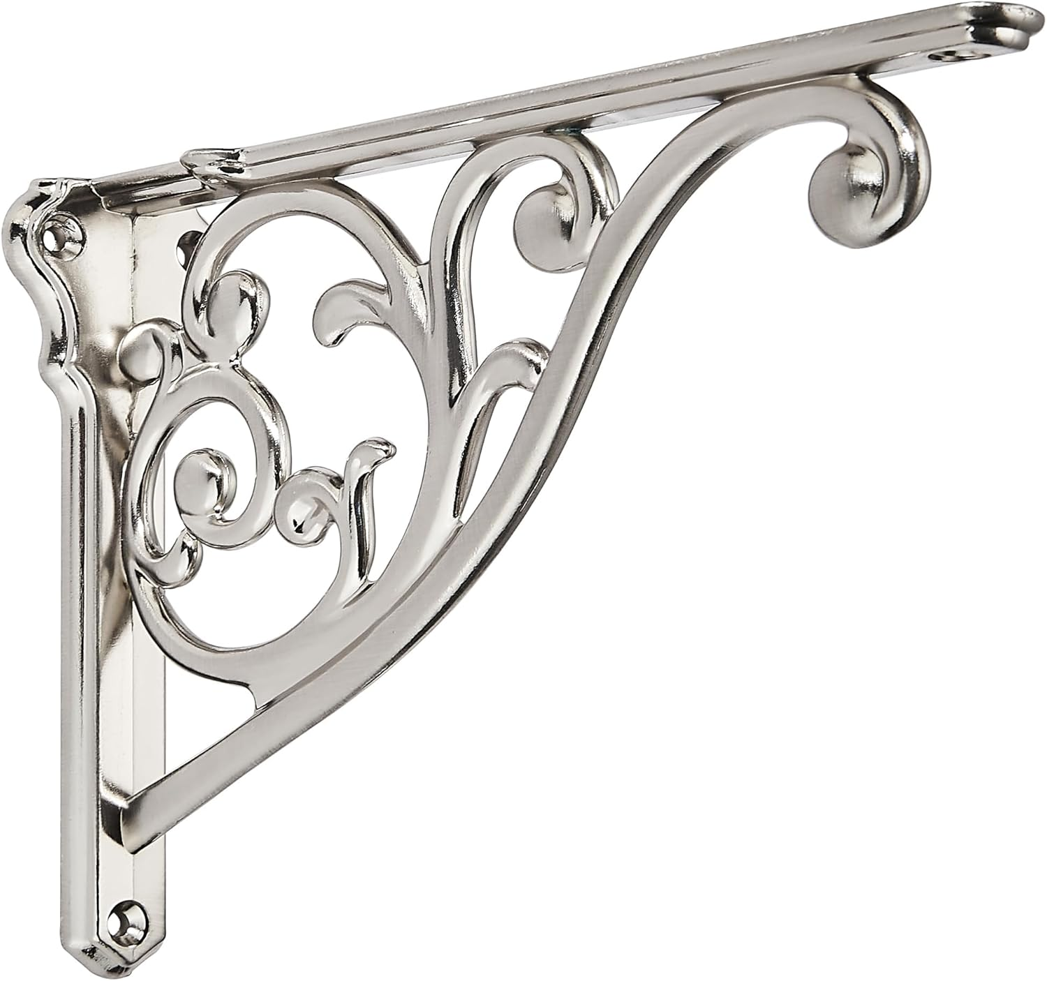 Khtumeware 2 Pack Brushed Satin Nickel Shelf Bracket 5 Inch, Decorative Brackets for Shelving, Heavy Duty Vintage Ornate Shelf Bracket, Hardware Included,4.92X3.5X1.73 Inch image number 5