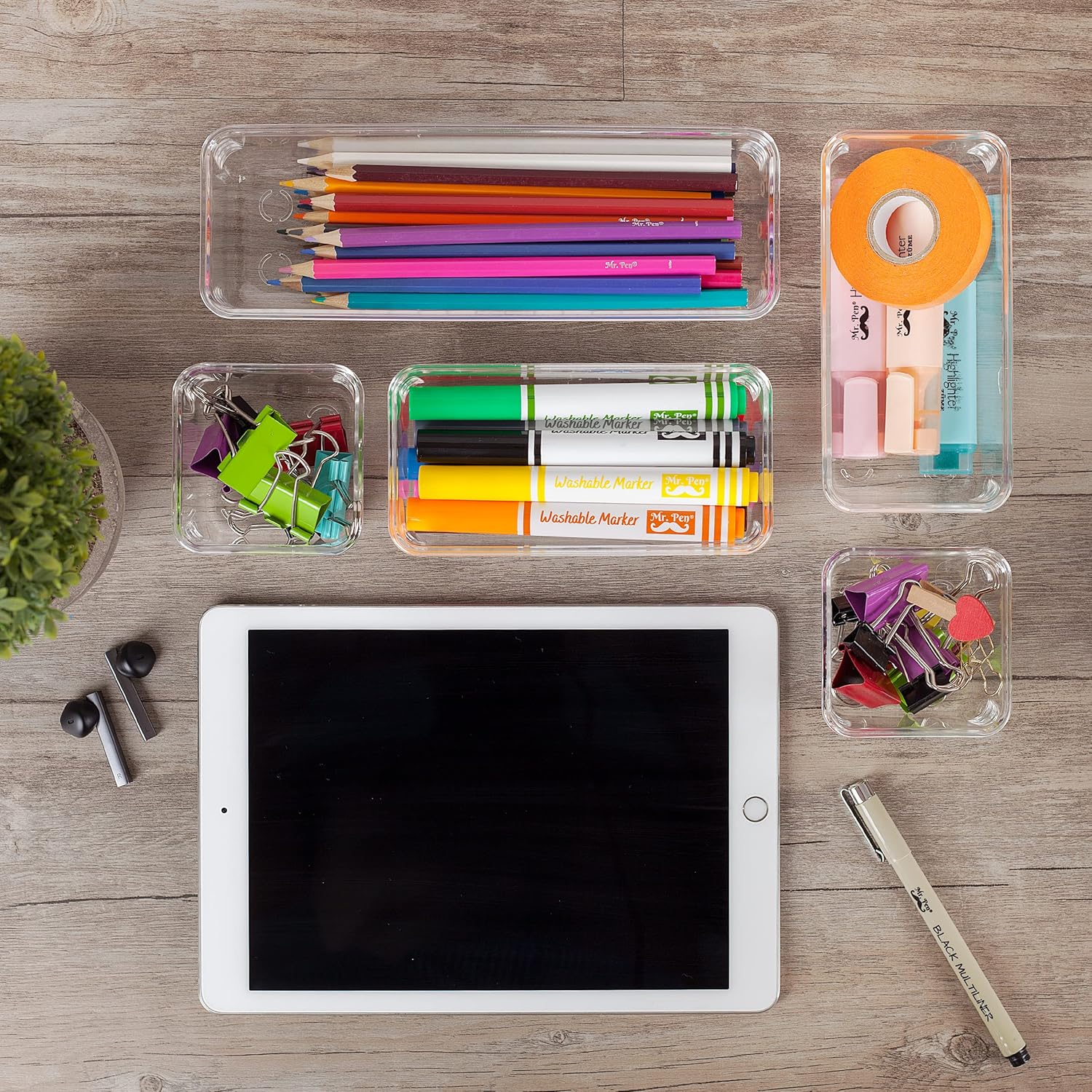 Mr. Pen - 5PC Desk Organizer (Clear) image number 2