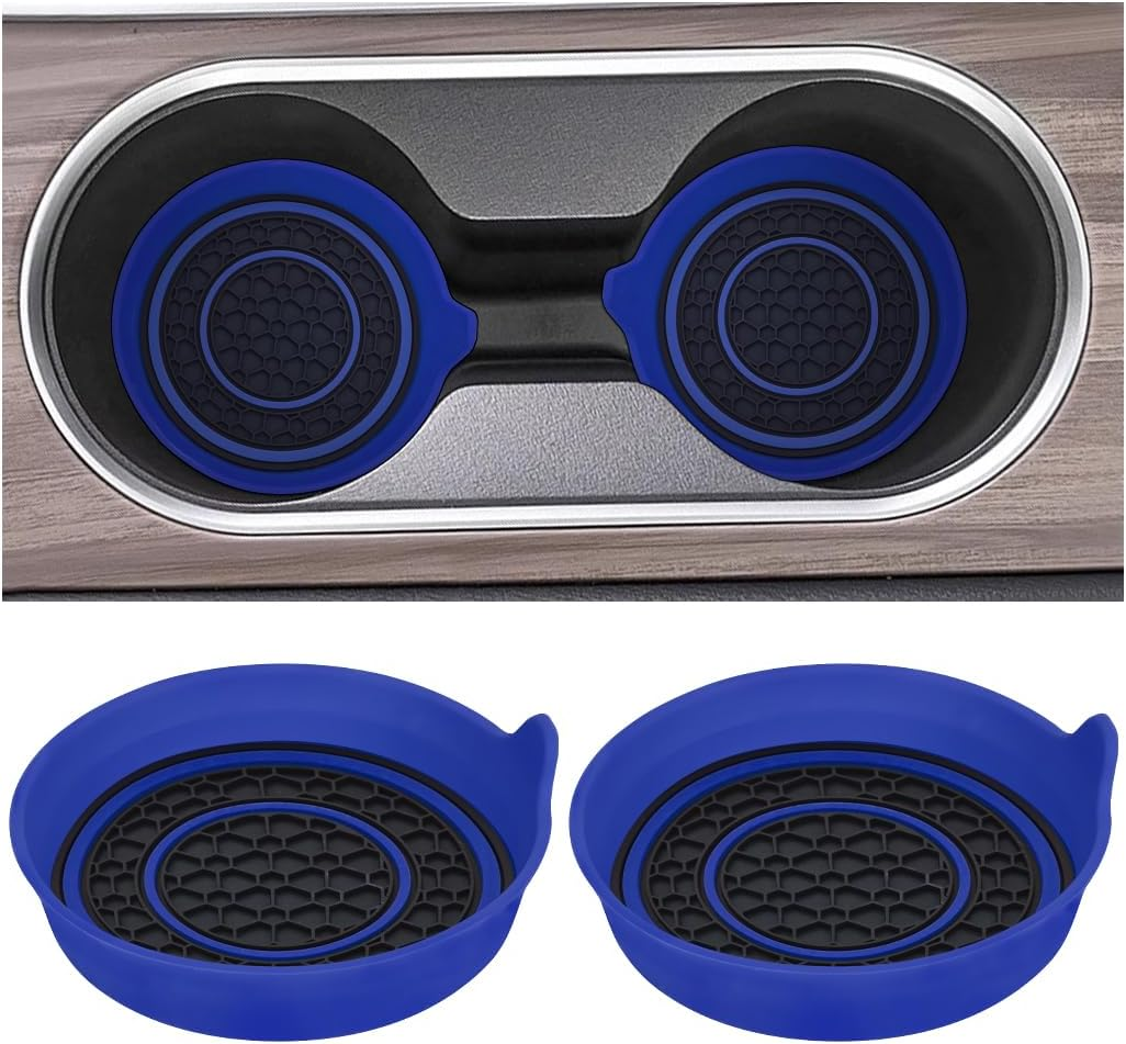 Mandark Car Cup Holder Coaster, 2.75 Inch Non-Slip Vehicle Cup Holder Insert Mats, Dustproof Automotive Interior Console Cup Insulated Pads Accessories, Universal for SUV, Sedan, Truck (Blue)