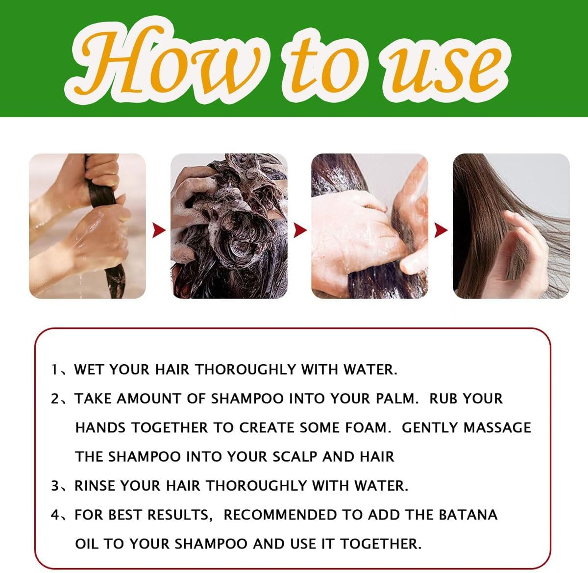 HMSCYGGL Batana Oil Shampoo, 300Ml, Rosemary Extract, Hair Growth, Nourishes and Regenerates Hair, Soft and Fluffy image number 6