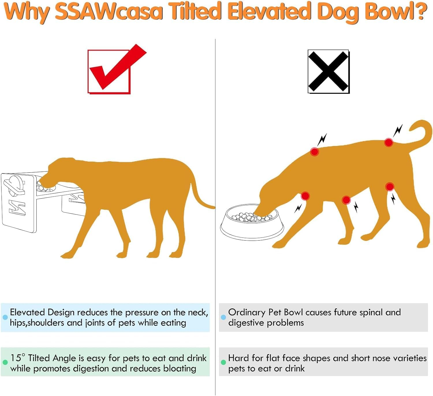 Elevated Dog Bowls - Adjustable Raised Dog Bowls for Medium Dogs and Small Dogs, Durable Bamboo Dog Food Bowl Stand with 2 Stainless Steel Bowls and Non-Slip Feet (For Small Dogs and Cats)