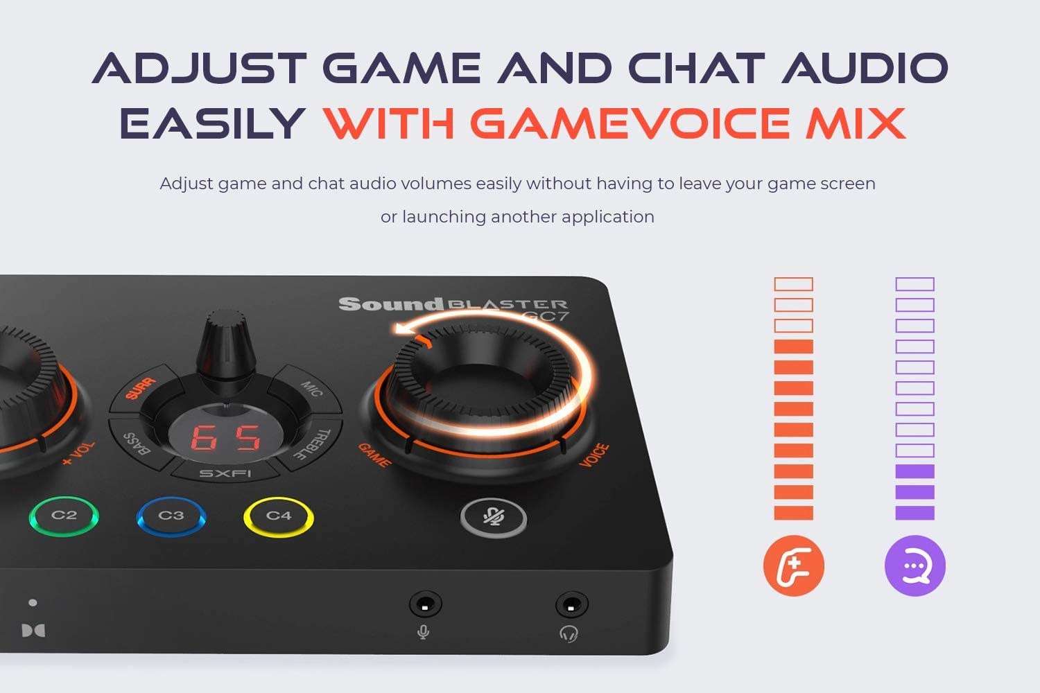 Creative Sound Blaster GC7 Game Streaming DAC Amp Ft Programmable Buttons, Super X-Fi, 7.1 Virtual Surround, Battle Mode, Scout Mode, Gamevoice Mix, for PC, PS4/PS5, Nintendo Switch, Xbox image number 3