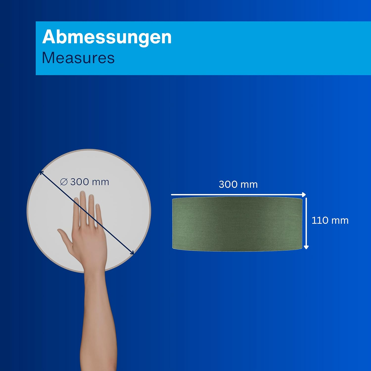 REV Ceiling Lamp 30 Cm round with Fabric Shade in Modern Style - Ideal for Bedrooms, Living Rooms and Children'S Bedrooms, Dark Green image number 4