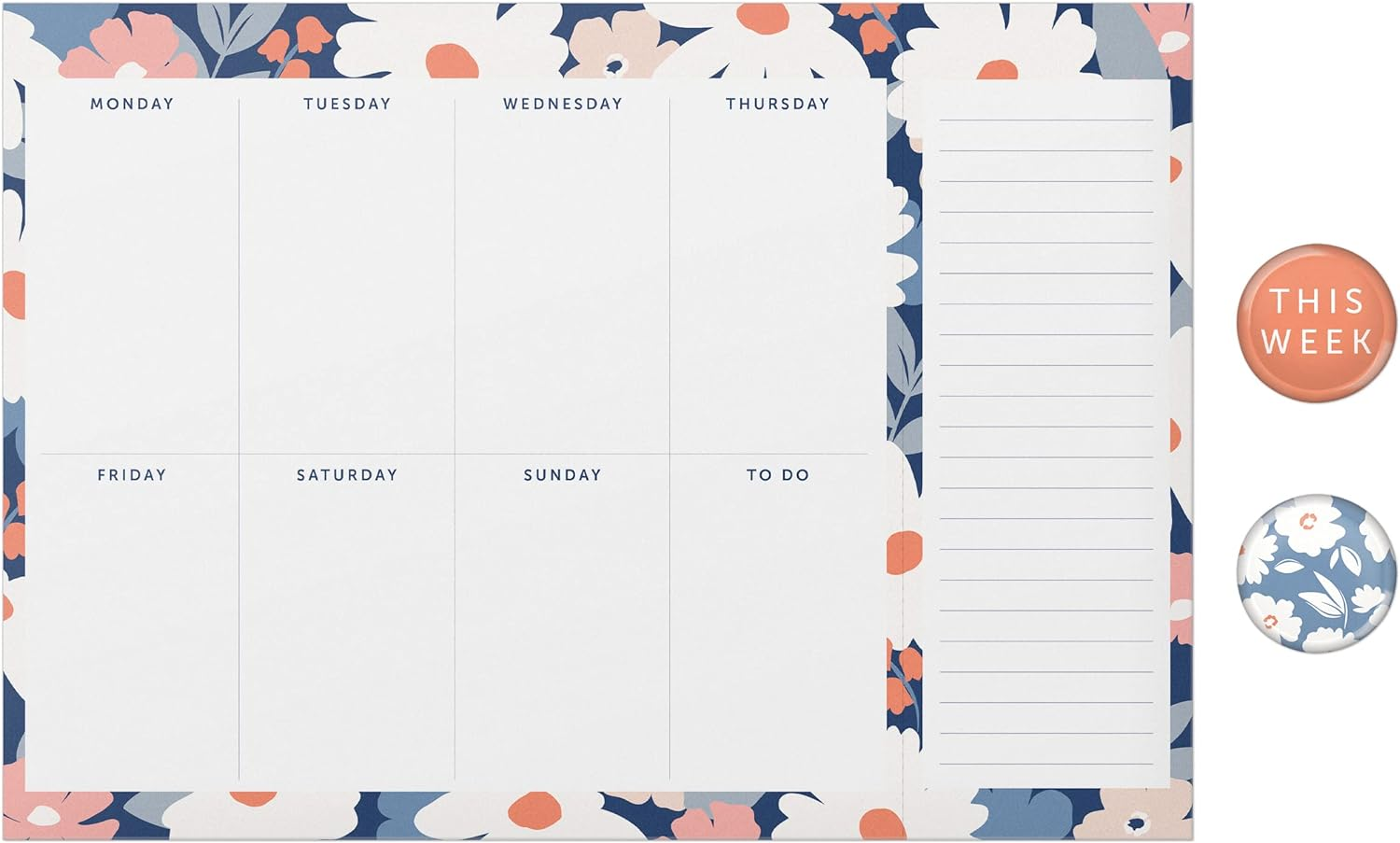 Busy B Weekly Planner Pad &ndash; Floral Design &ndash; Week-To-View Planner with 52 Tear-Off Sheets, Two Handy Magnets, Perforated Lists & Space for Notes - Perfect for Staying on Track of Plans & Reminders image number 3