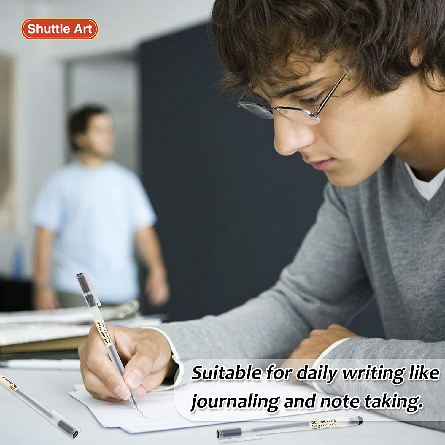 Gel Ink Ball Point Pens, Shuttle Art 15 Pack Japanese Style Black Gel Ink Pen Set, 0.38Mm for Home, School and Office image number 5