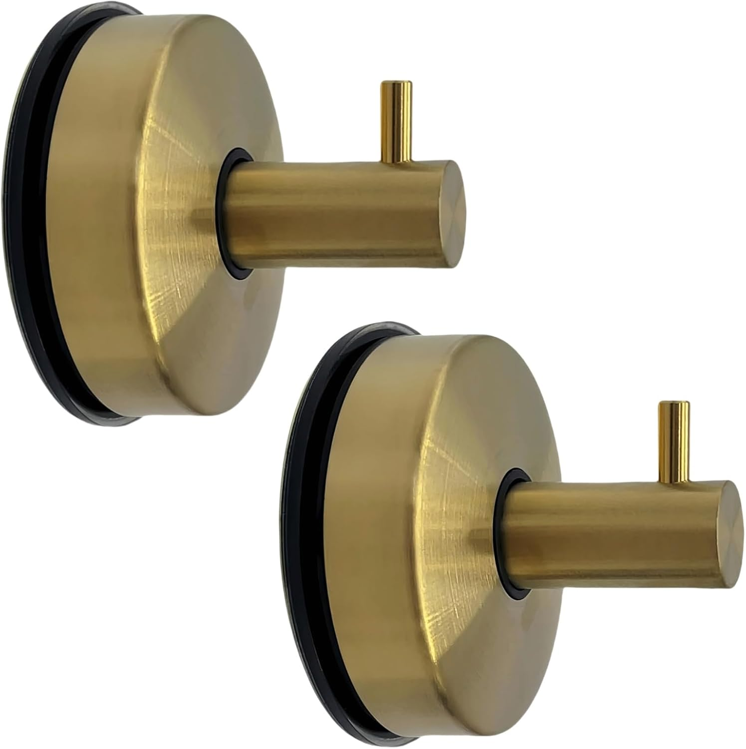 Castaic 2 Pacs Stainless Steel Suction Cup Hooks, Wall Mounted Hook for Loofah Towel, Bathroom Accessory Storage Vacuum No Drill (Gold)