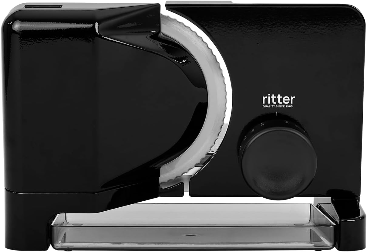Ritter E 16 Duo plus Electric Slicer and Cutting Machine Made of Metal with Eco Motor, Made in Germany, Black