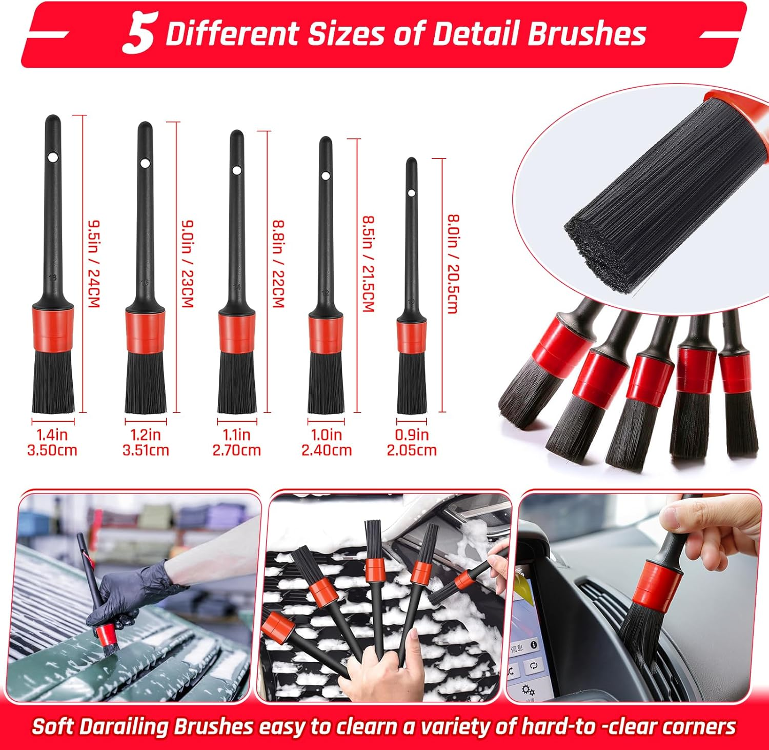 37PCS Car Detailing Kit Interior Cleaner, Auto Detailing Kit, Car Vacuum Car Interior Detailing Kit, Car Wash Kit with Bucket Detailing Brush Set Car Accessories for Motorcycle, Cars, Bikes, Wheels image number 6