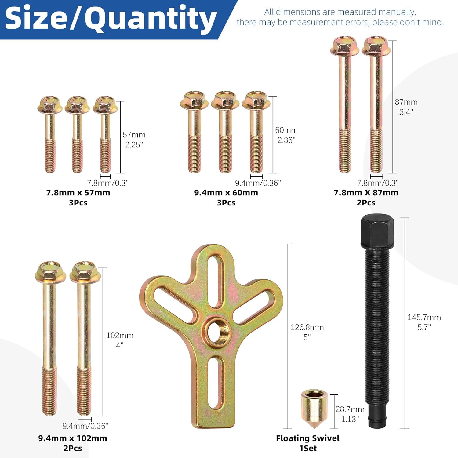 Glarks 13Pcs Harmonic Balancer Steering Wheel Puller Kit Power Steering Pulley Puller Installer Tool Set Crankshaft Pulleys and Gears for Car Pickup SUV image number 6