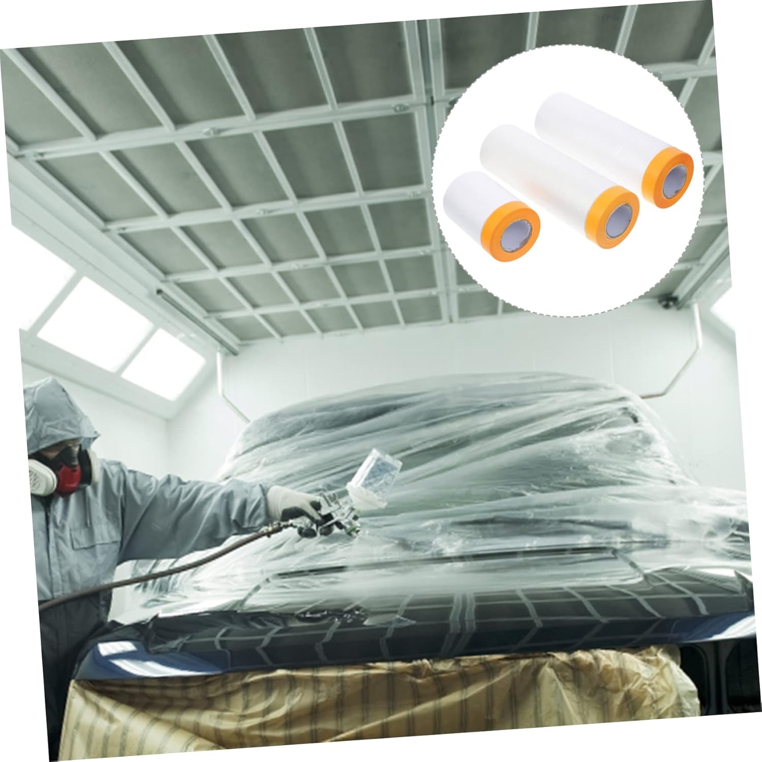 ARTIBETTER 3Rolls Masking Paper for Auto Body Painting Meters for Car Spraying and Furniture Protection image number 1