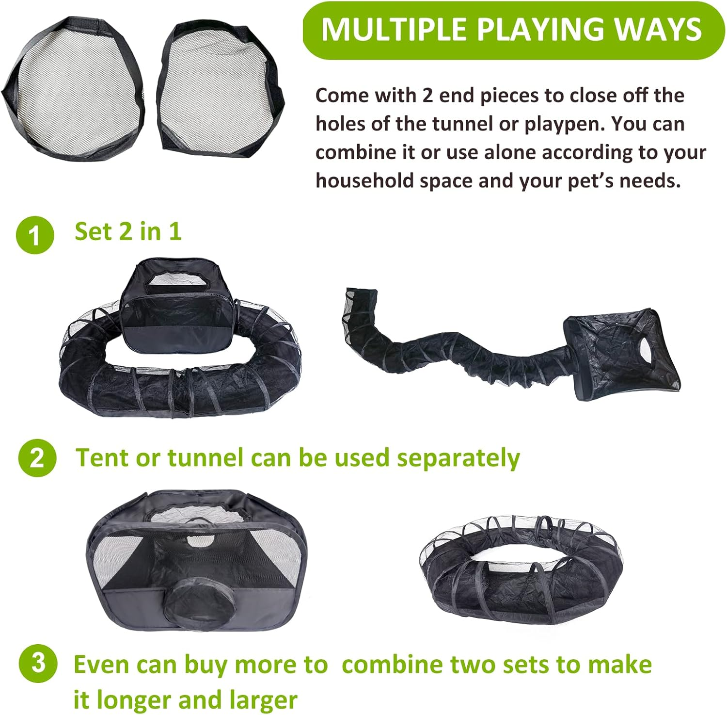 Guinea Pigs Playpen with Surround Tunnel,Pop Open Tent with Tube for Dwarf Rabbits,Chinchilla,Ferret and Other Small Animals to Run and Exercise Indoor or Outdoor (Playpen with Tunnel) image number 2