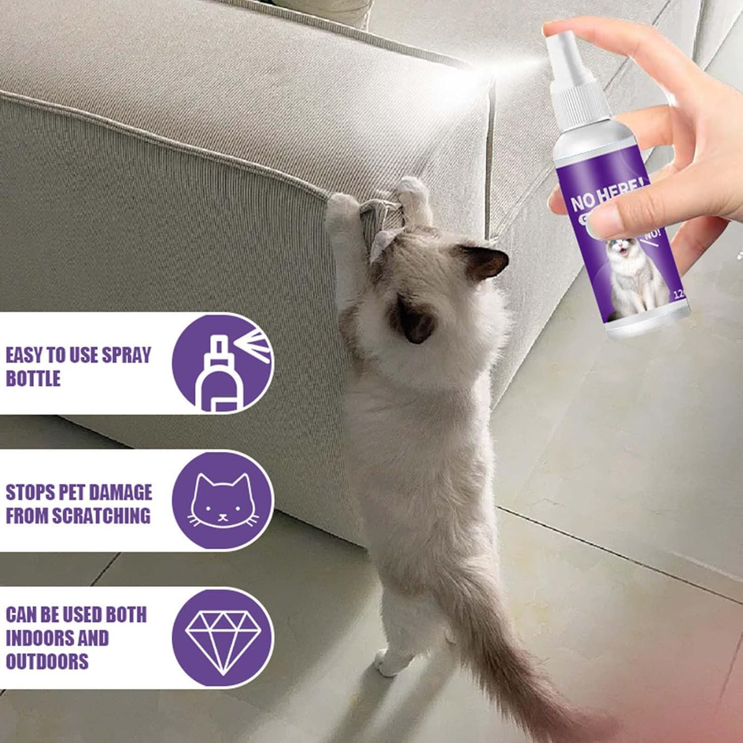 Anti Scratch Cat Spray - 120Ml Anti-Scratch Pet Repelling Spray Indoor | Fast-Acting Urine Marking Repeller Liquid for Home Fabric Outdoor Furniture Protection Rugs image number 1