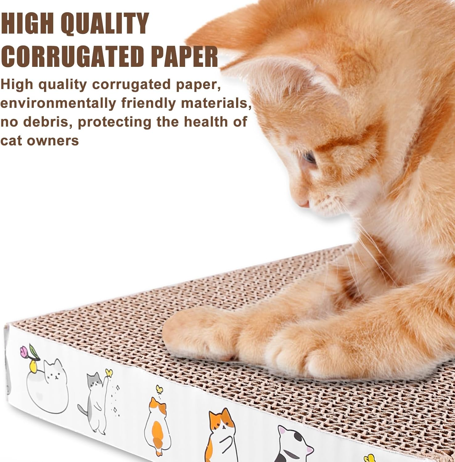 Pack of 3 Cat Scratching Boards, Corrugated Cardboard Scratching Boards Cat, 21 X 21 Cm, Square Scratching Board for Cats, 3.3 Cm Thick Cat Scratching Mat, Available on Both Sides, Cat Scratching image number 6