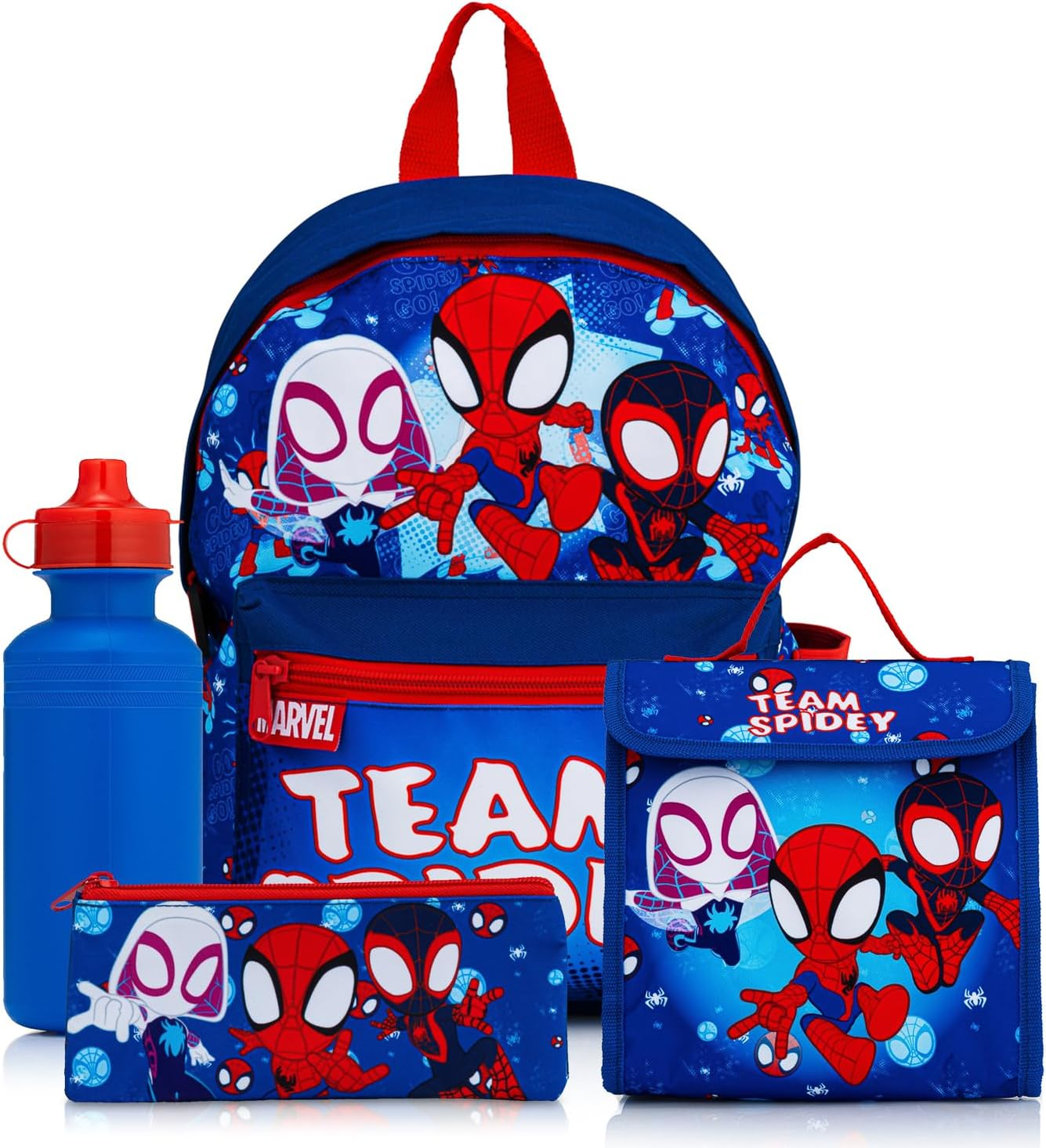 Marvel Spidey & His Amazing Friends Backpack 4 Piece School Set | Includes Backpack, Lunch Box, Water Bottle, and Pencil Case | Boys Back to School Essentials | Kangaroo Pocket & Mesh Side Pocket image number 2