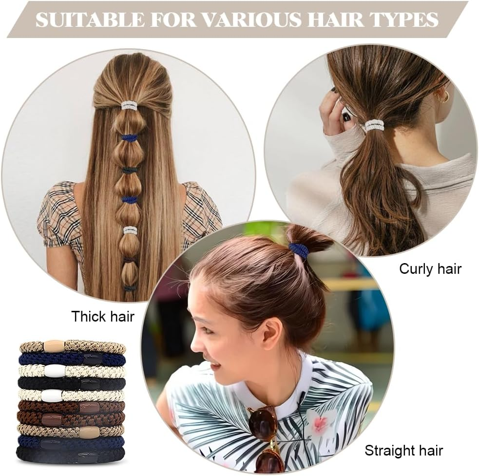 HMCEY Pack of 10 Women'S Hair Bobbles Scrunchies Colourful Tie Hair Elastics Ponytail Holder Hair Bands Multicoloured Suitable for All Hairstyles image number 1