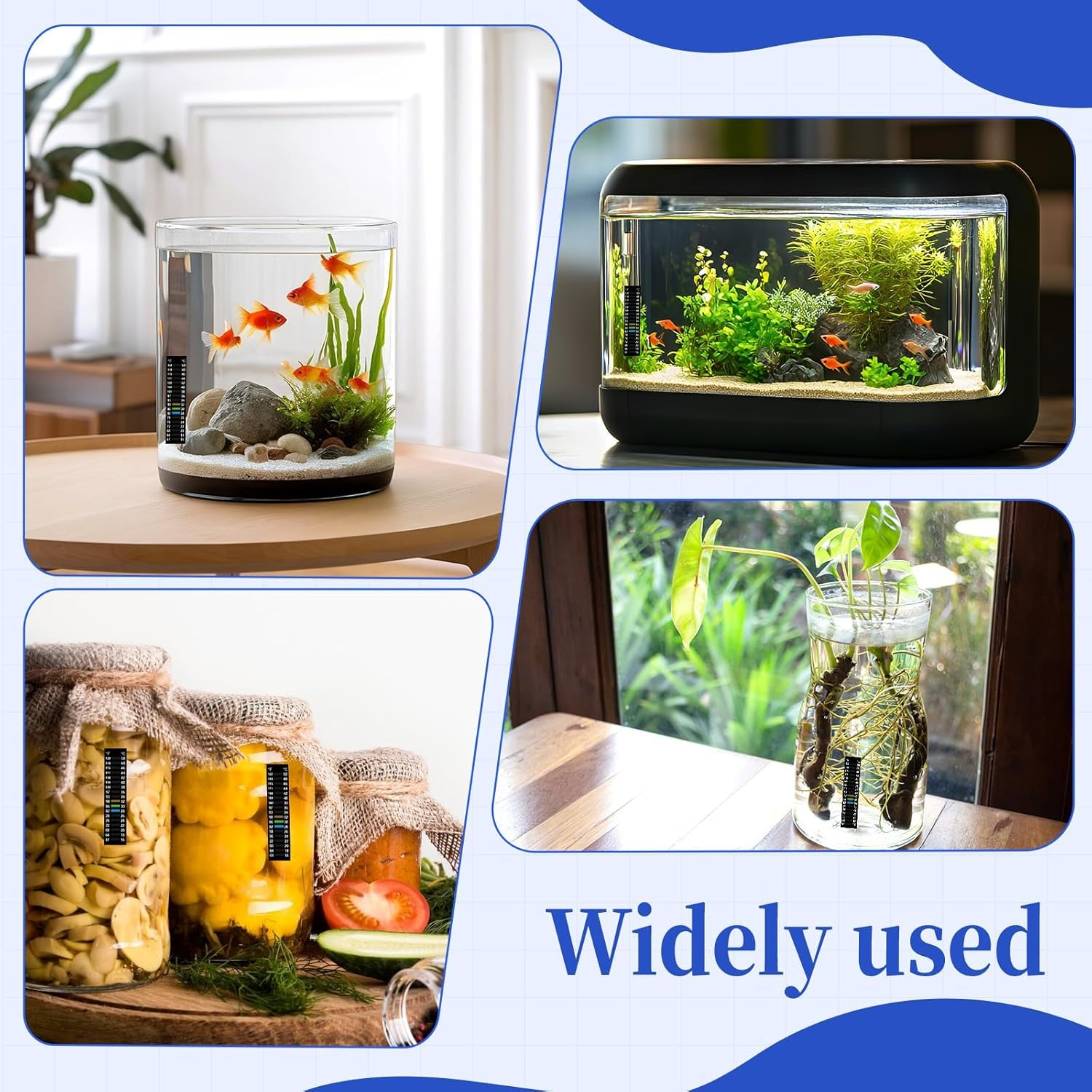 Fish Tank Temperature Gauge Stickers, 6Pcs Stick-On Digital Temperature Thermometer Strip, Adhesive Temperature Sticker Aquarium Thermometer Fish Tank Test Strips