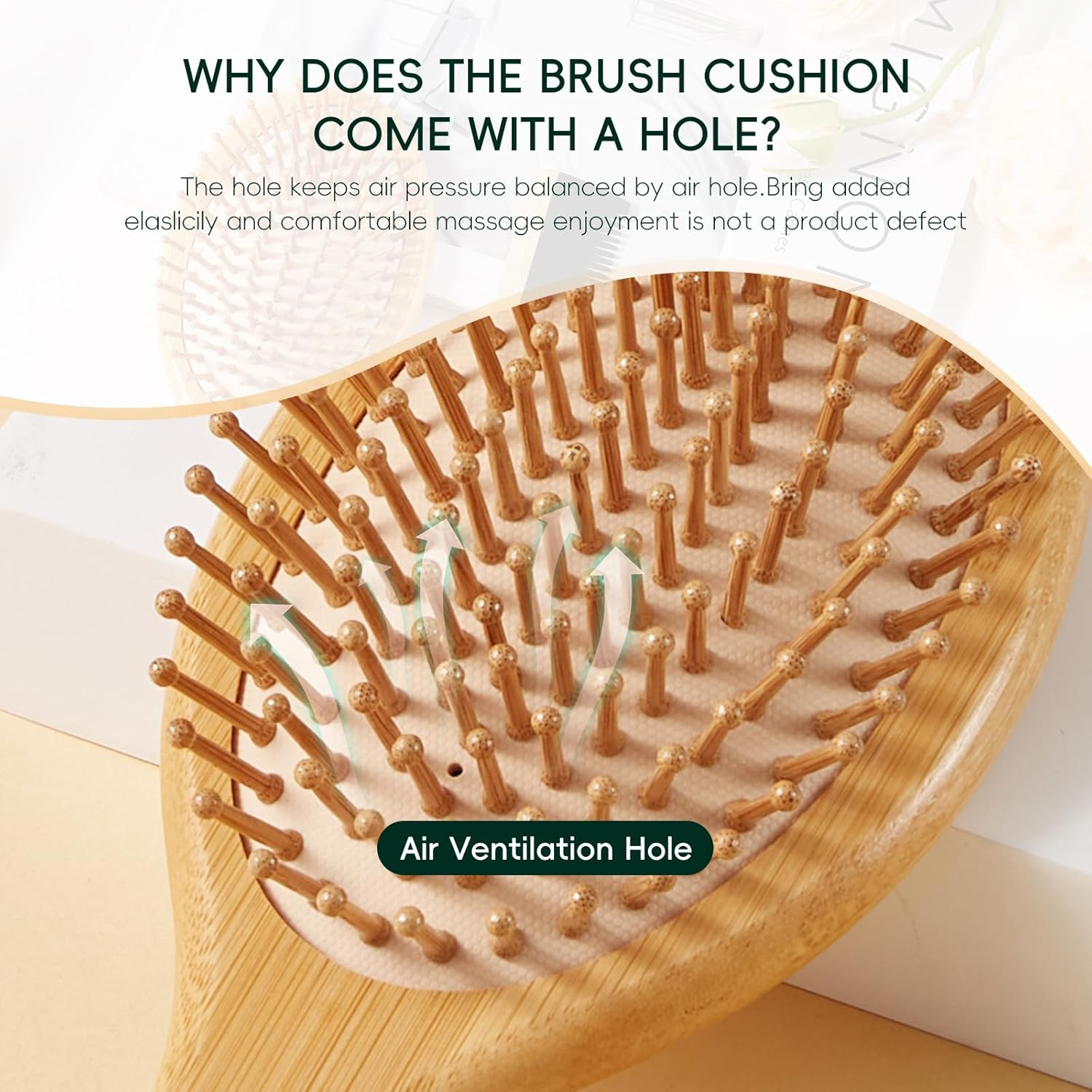 Bamboo Hair Brush Set, Natural Wooden Paddle Detangling Hairbrush, Eco-Friendly & Bakelite Durable Wide-Tooth Comb & Rat Tail Comb for Women, Men, Kid