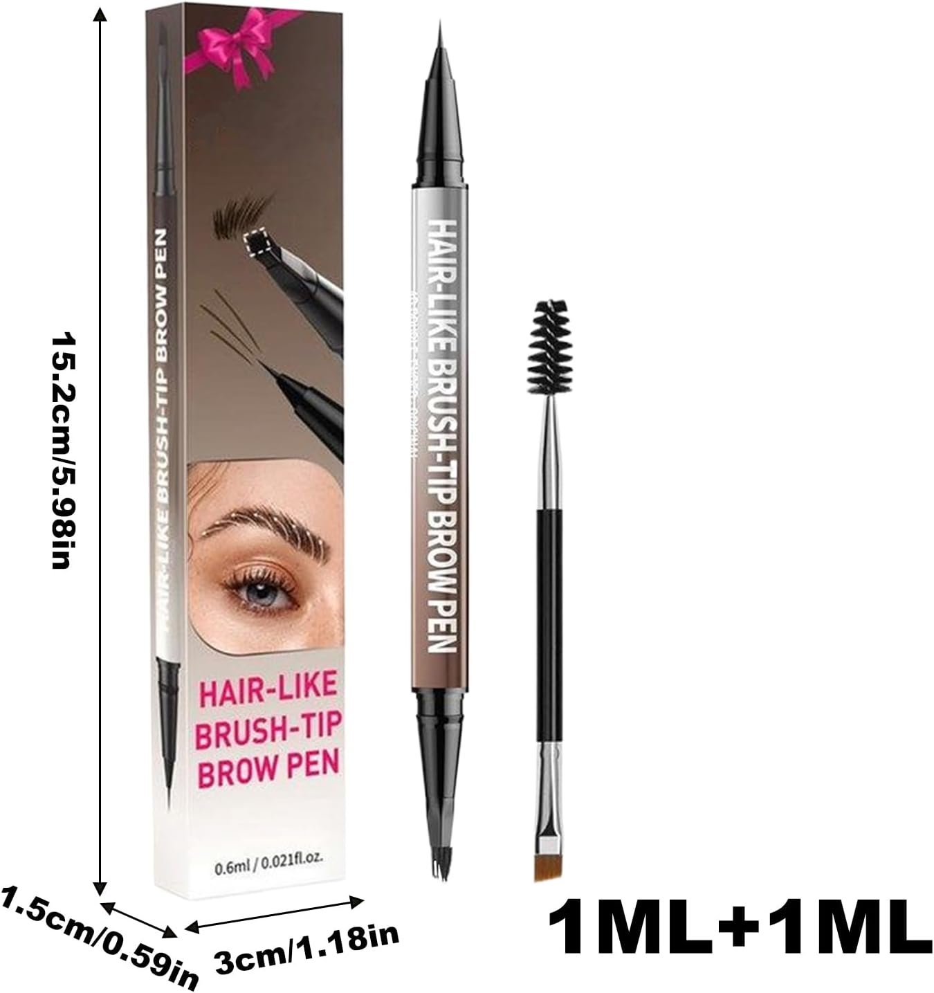 Eyebrow Pencil | 4D 2-In-1 Double-Ended Brow Pen Makeup - Portable Eyebrow Makeup Tool for Women Men Beauty Lovers Parties Dating Gym Travel Business Shopping Dinner Dance Weddings - 05 Black image number 2