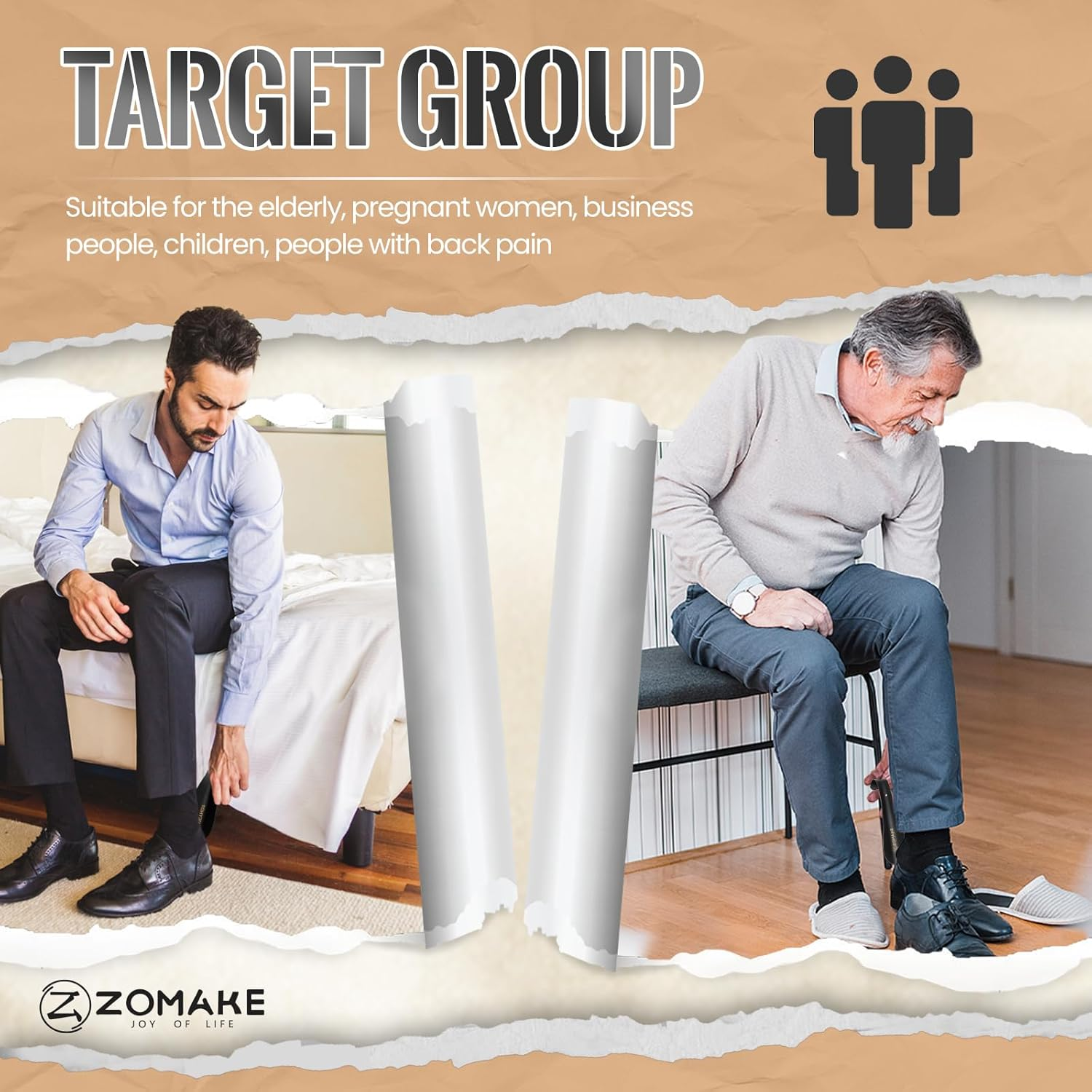 ZOMAKE Metal Shoe Horn Small Shoehorn 5.9 Inch - Travel Shoe Horns Stainless Steel Shoehorns Comfortable Handle with Hook for the Elderly Kids Men Women - Black/1Pcs image number 4