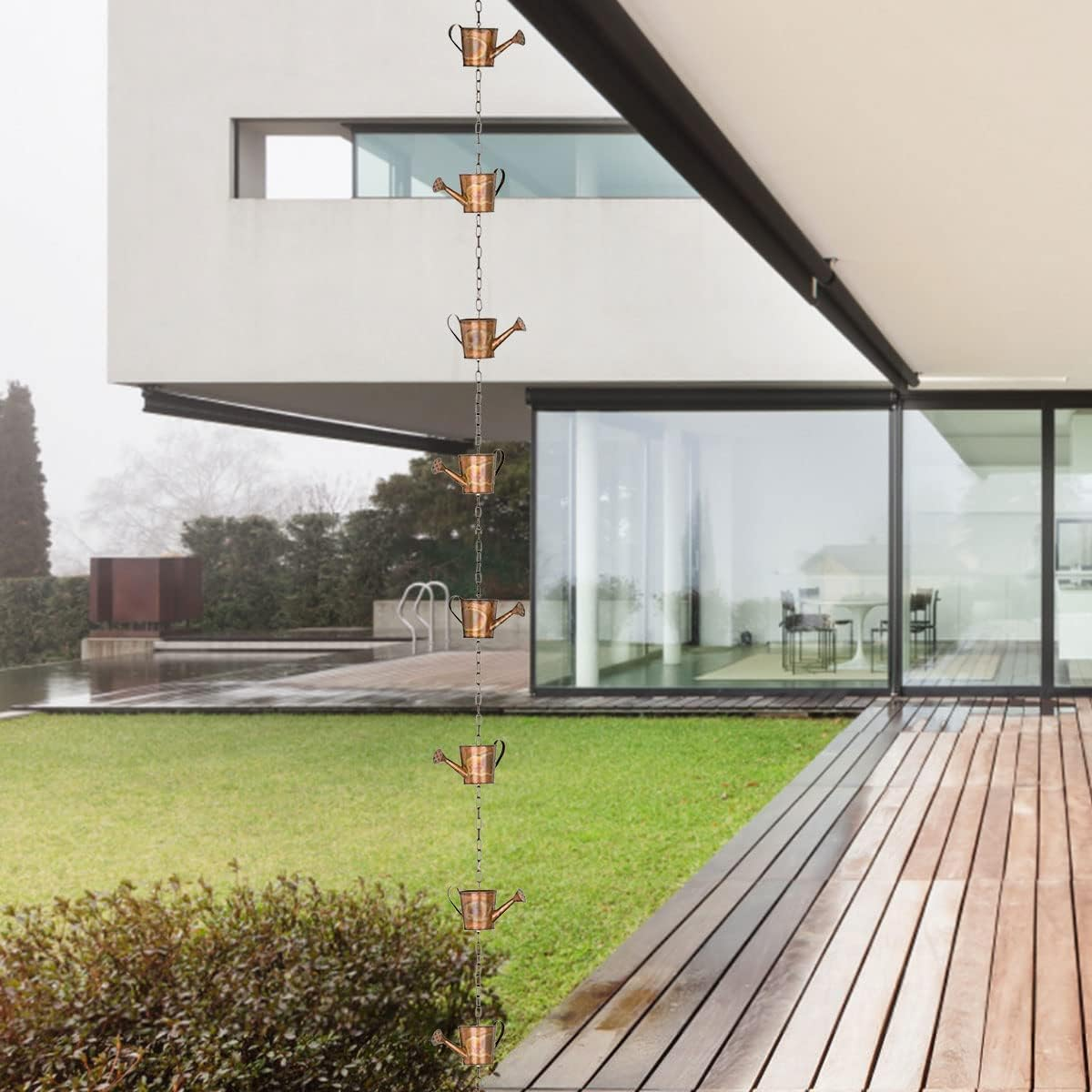 Metal Kettle Rain Chain - Rain Chains Decorative Rain Catcher Chain Hanging Rain Chains Artwork Decoration Pendant image number 3