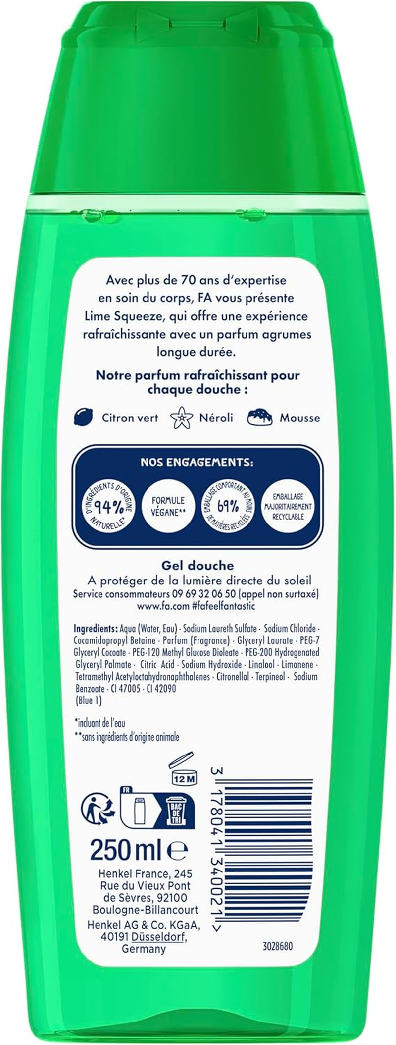 Fa - Shower Gel - Caribbean Wave - Lemon & Orange Blossom - Fresh and Toning - 250 Ml image number 3