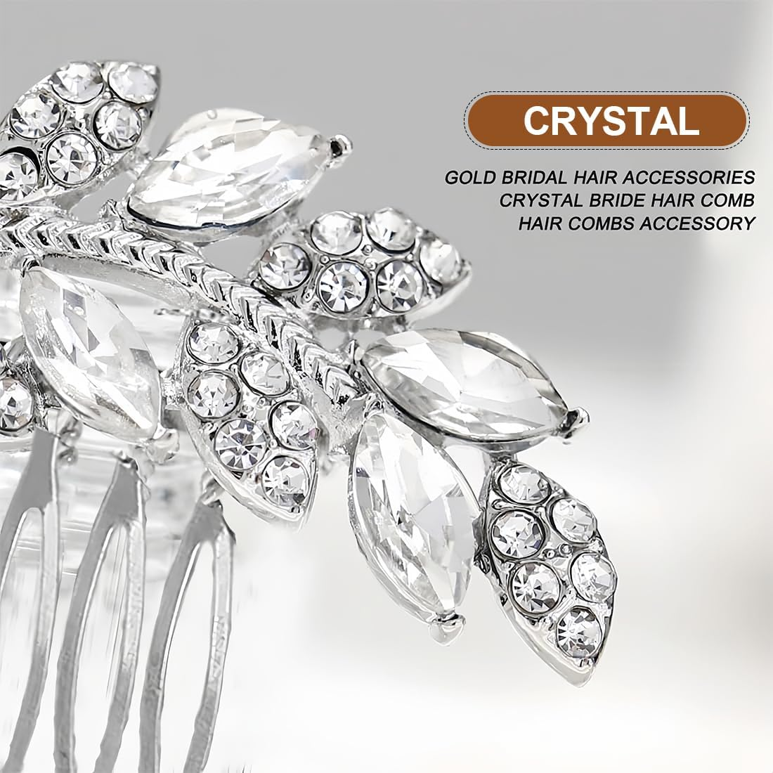 IBXWMNG 2 Piece Bridal Hair Comb Set, High Quality Crystal Hair Accessories, Silver Bridal Hairpieces with Sparkling Crystal Trim, Perfect Addition for the Wedding Hairstyle of Women and Girls image number 3