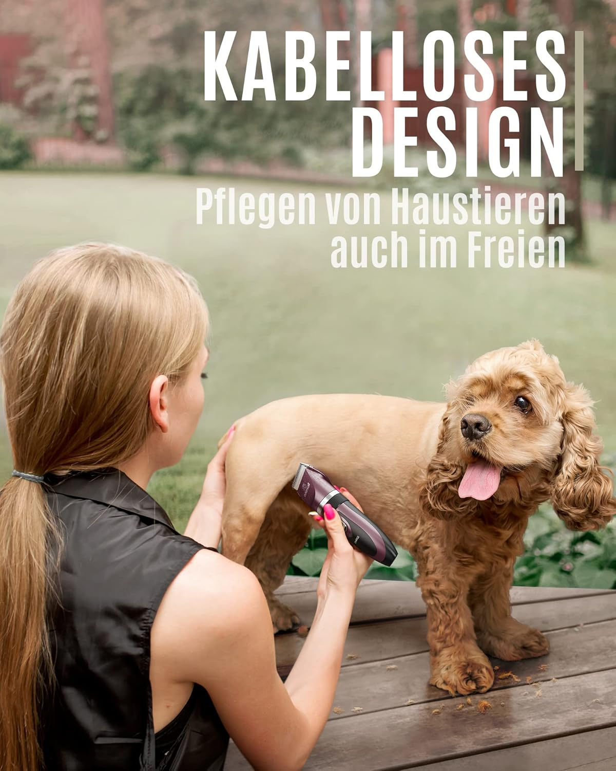 Oneisall Quiet Professional Dog and Cat Clippers - Electric Pet Hair Trimmer, Cordless (Pink) image number 5