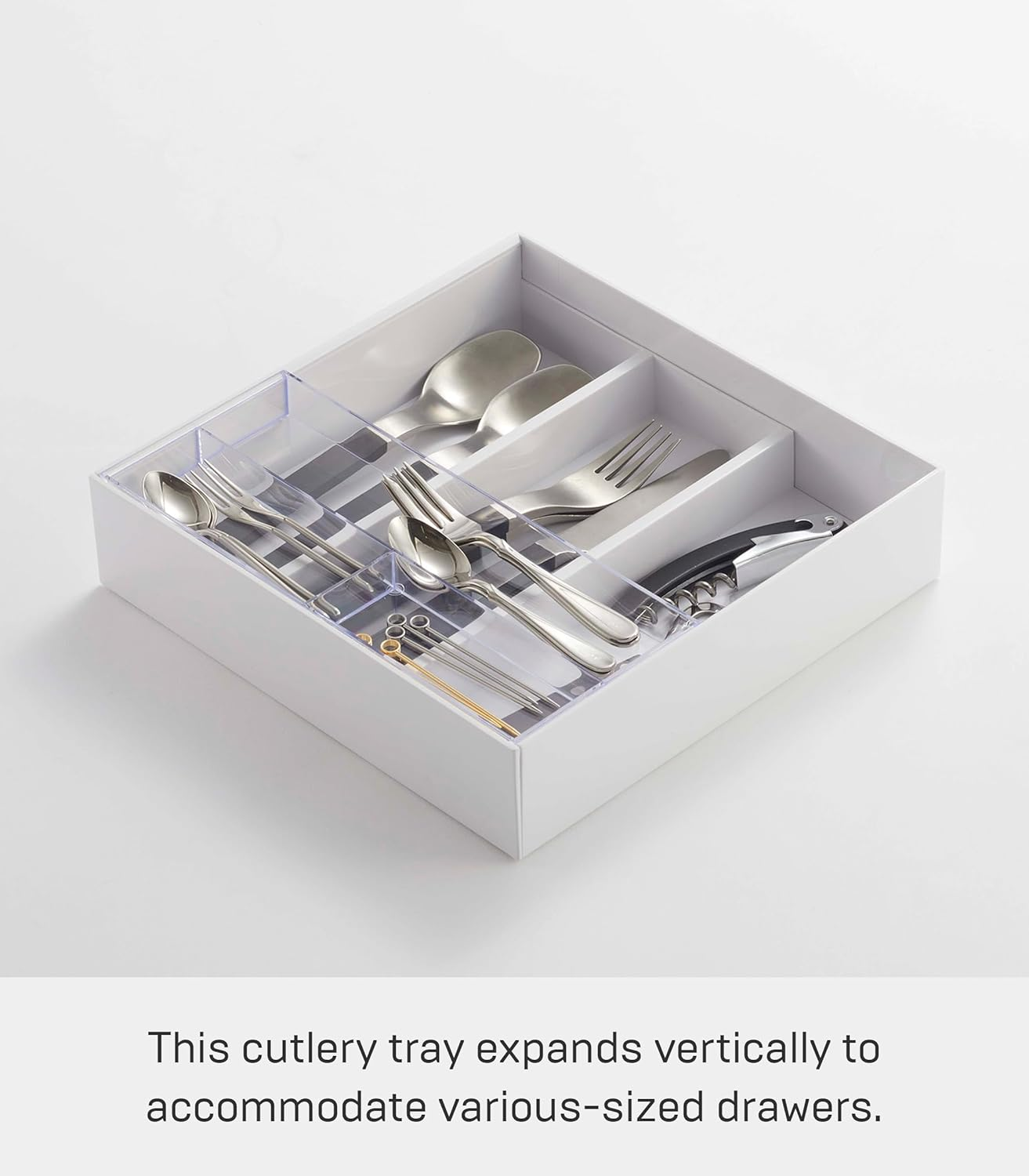 TOWER EXTENDABLE CUTLERY TRAY with SLIDE WH, Bianco image number 3