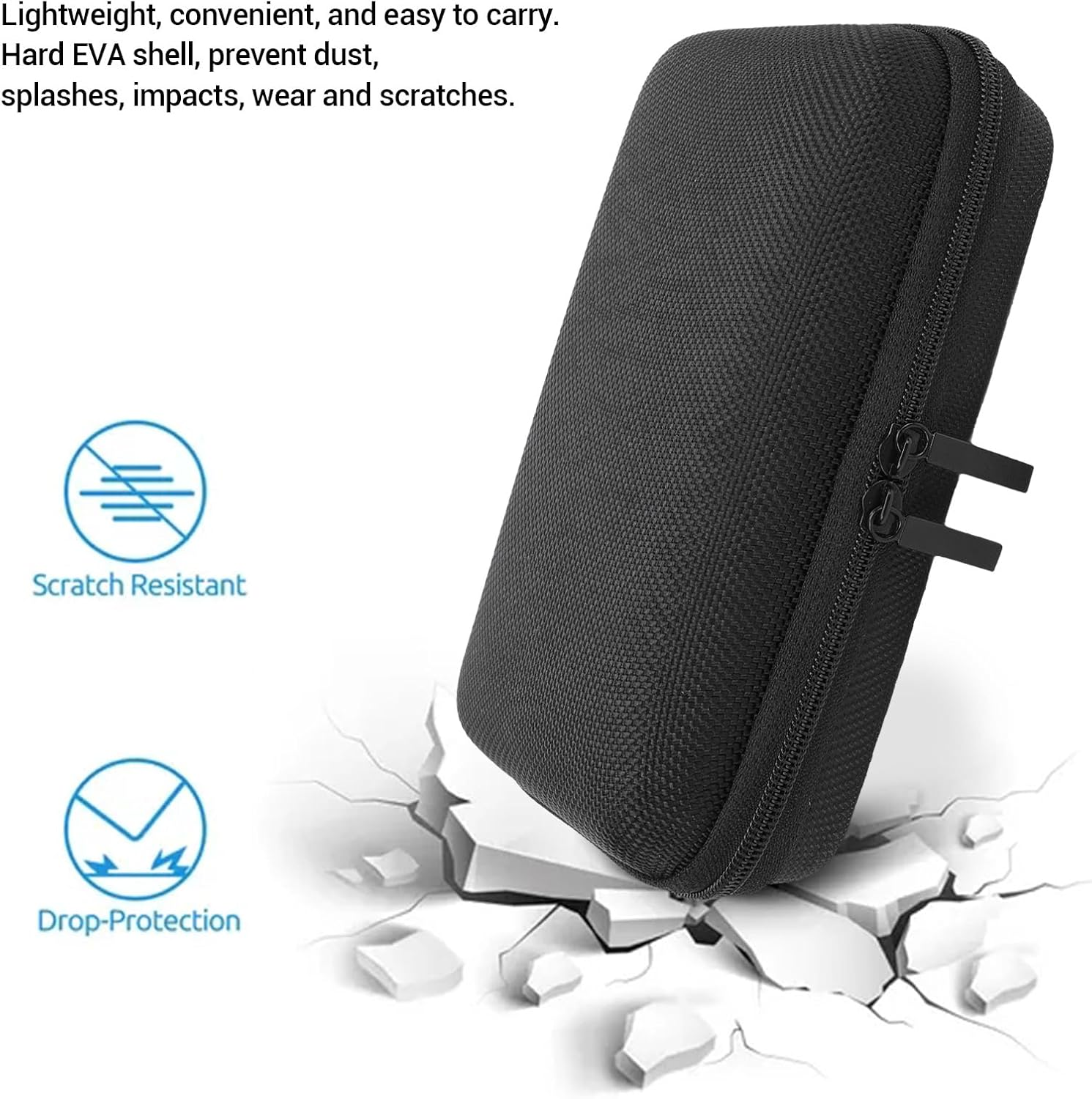 Game Console Carrying Bag, EVA Shell Protective Case with Interior Mesh Pocket for Accessories, Lightweight Compact Design, Dual Zip for Quick Access image number 5