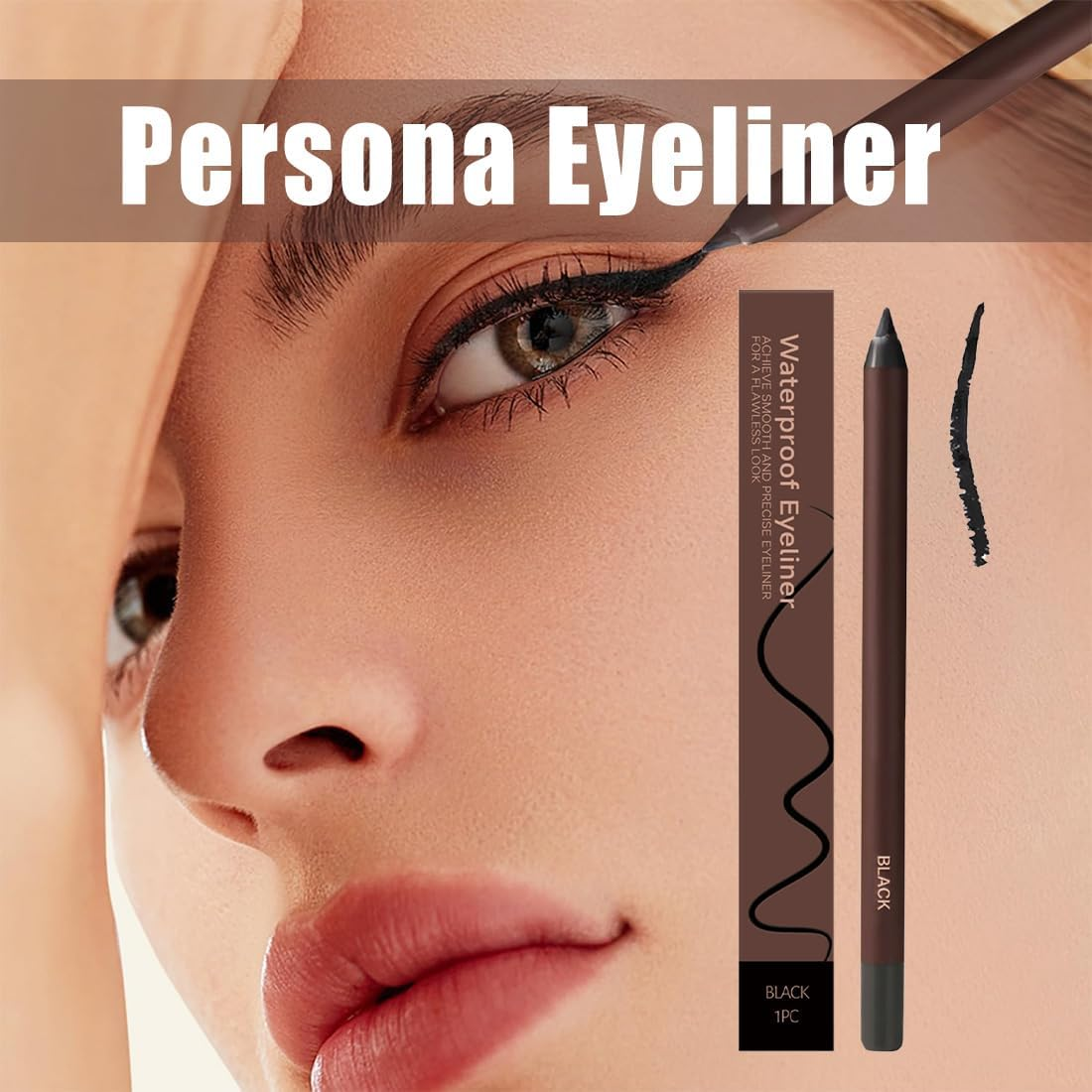Eyeliner, 24 HR Waterproof Eyeliner Duo Sharpenable Eye Pencil, No Smudging Fading, Long-Lasting Smooth, Soft Tip and Easy to Color (02（Plum）) - 03（Brown） image number 6