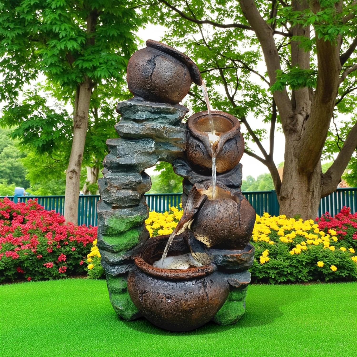 60Cm Water Feature, Water Fountain with LED Light, Rock Looking Desing Water Feature with LED Light image number 6