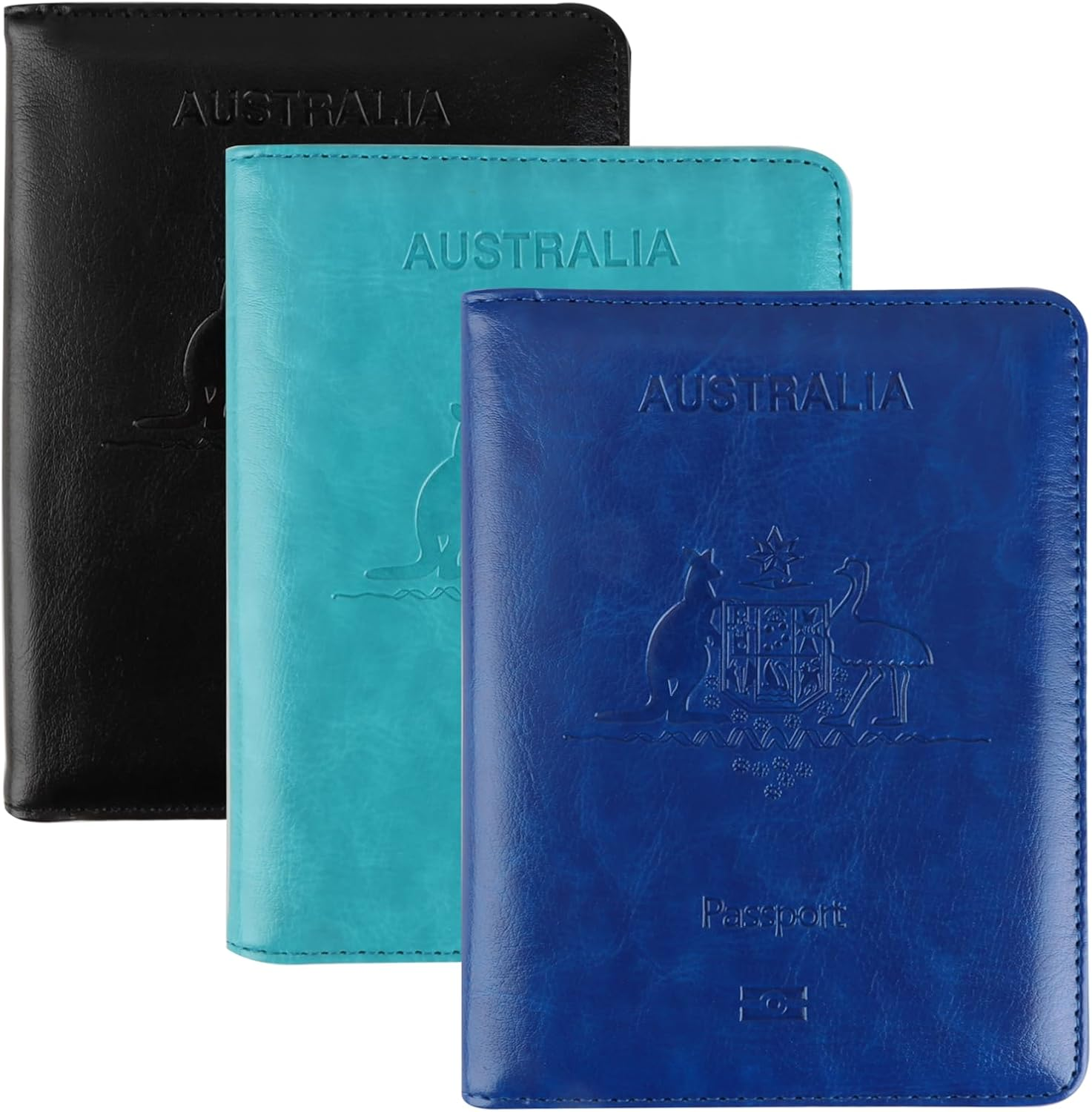 3 Pcs Passport Holder, RFID Passport Wallet Travel Cover Case, Leather with Card Slots & Boarding Pass Pocket Secure Document Organizer for Frequent Travellers Safe Journey Companion image number 5