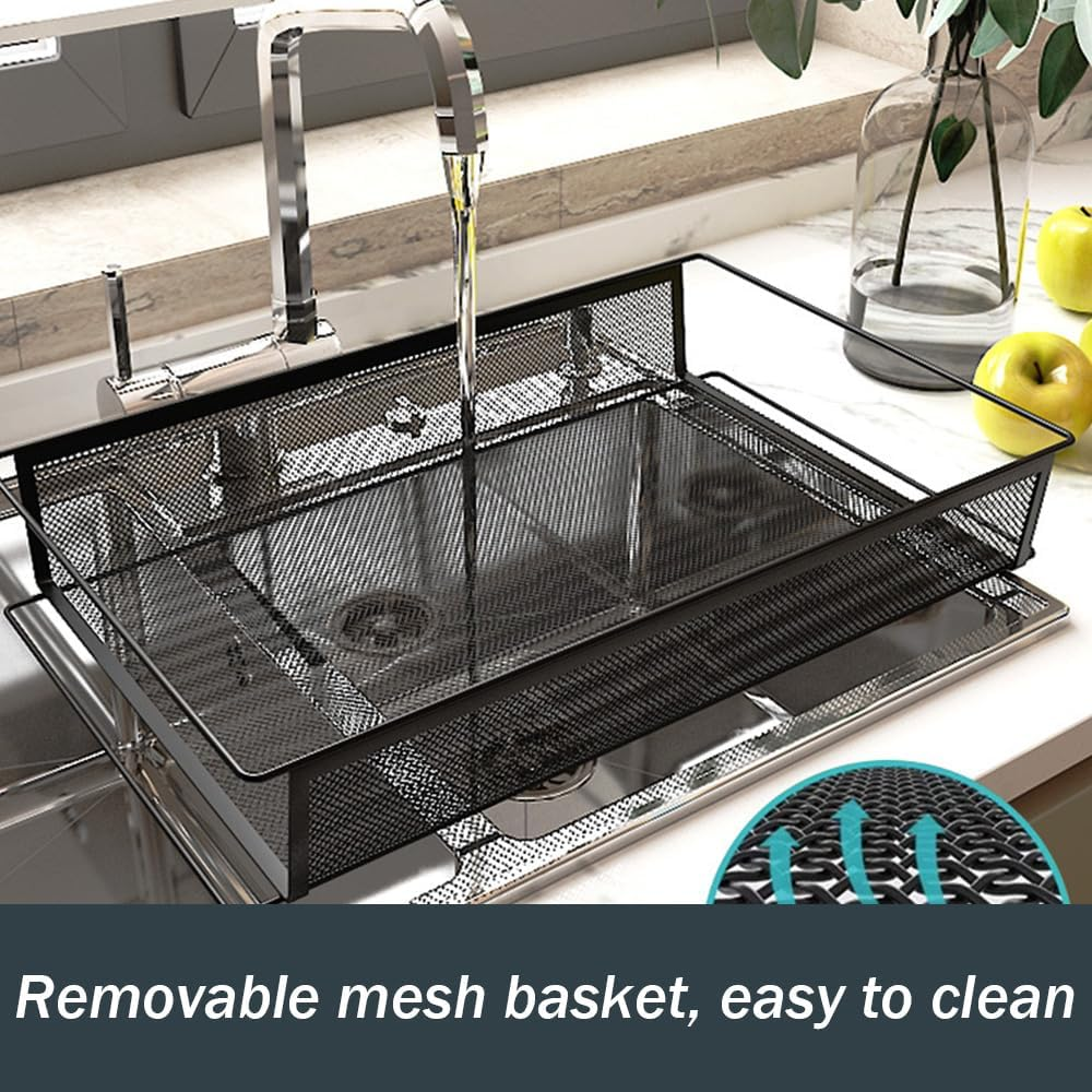 SHENMAIDAY 4-Tier Rolling Storage Rack Cart, Multi-Function Practical Storage Rack, Metal Mesh Rolling Cart, Kitchen Storage Cart with Wheels and 4 Side Hooks,Movable Trolley (Black) image number 2