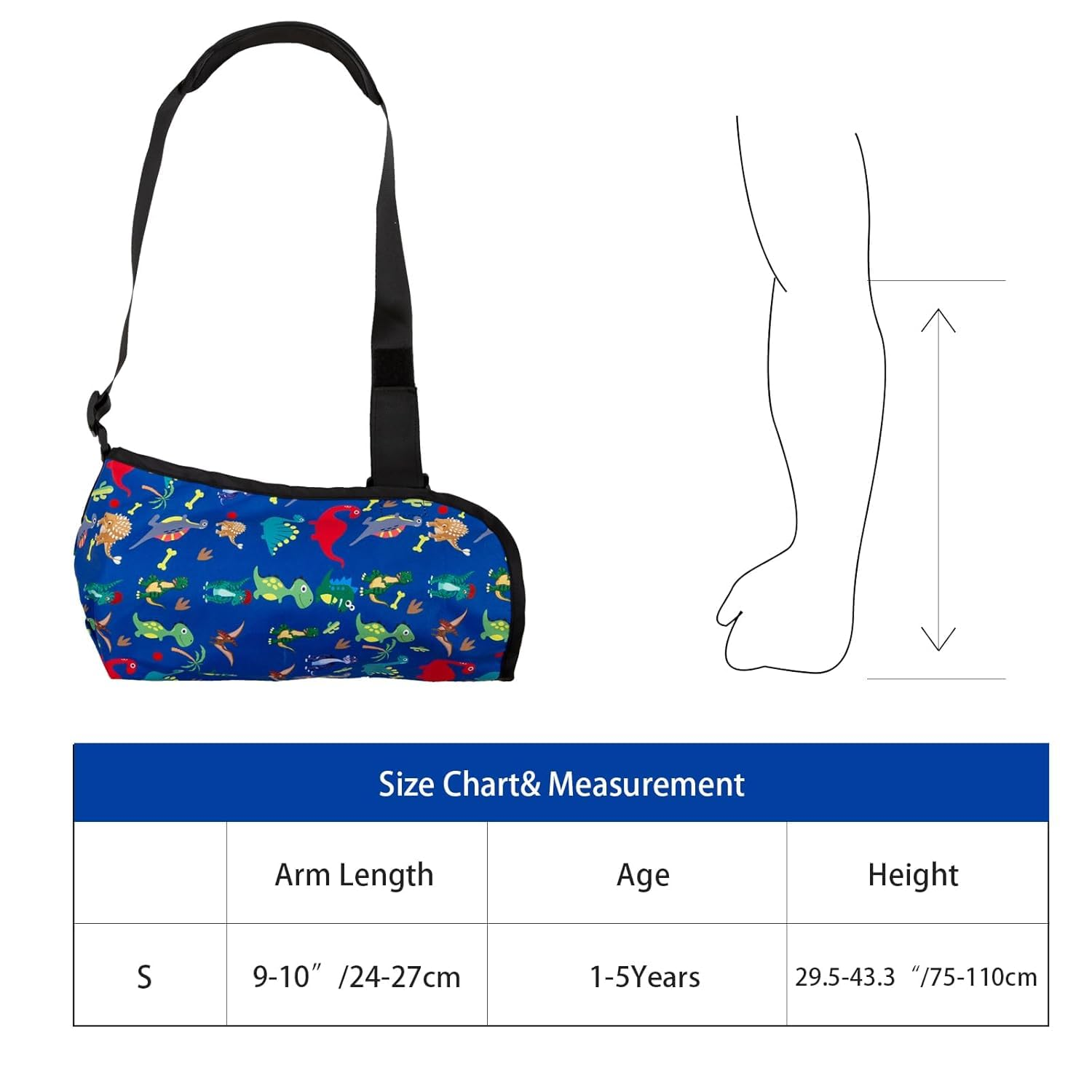 Kids Arm Sling,Arm Sling for Shoulder Injury and Elbow Injury,Arm Sling Shoulder Immobilizer Broken Arm,Universal Padiatric Kids Sling for Dislocated Shoulder Support (Dinosaur Pattern)