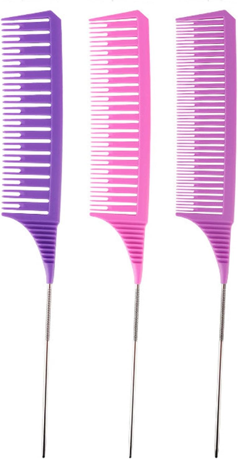 RAYWE Hair Styling Combs Tailed Comb Set Coloring Dyeing Comb Salon Tool Sectioning Highlighting Weaving Cutting Comb for Hairdressing