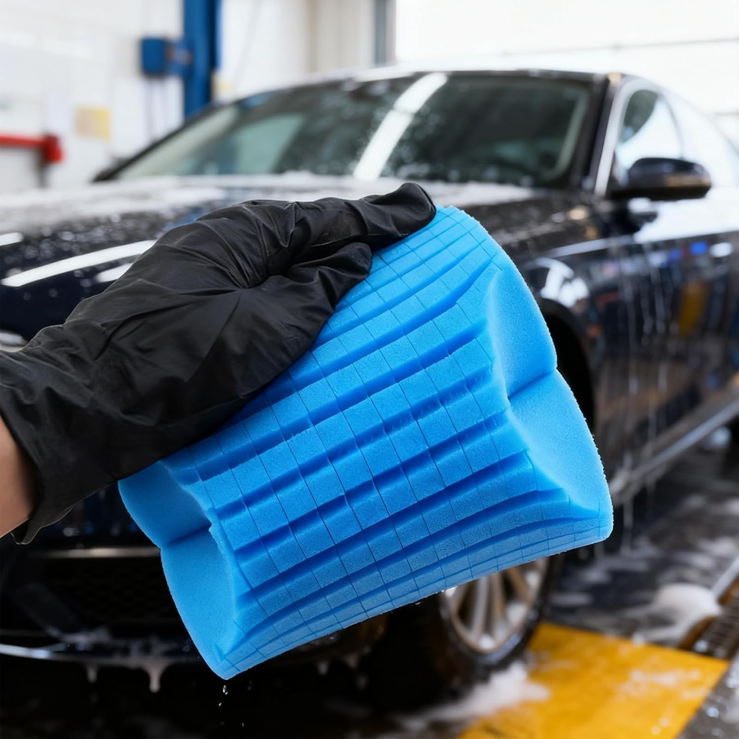 2Pcs 8-Shaped Advanced Mesh Car Wash Sponge Tool, Large Professional Detail Oil and Dirt Removal Car Wash Products, Anti-Damage Sponge for Cleaning and Detail Handling Soap and No-Rinse Wash