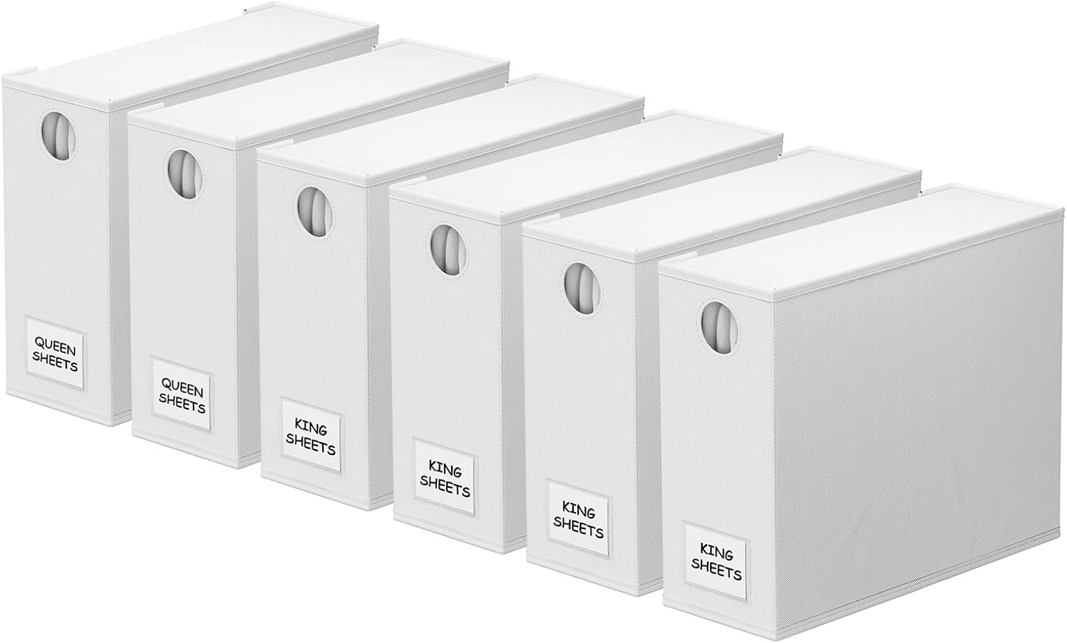 Spaceaid 6 Pack Bed Sheet Organizers and Storage, Foldable Sheet Organizer for Linen Closet, Sheets Set Folder Keeper with Window XL (Queen & King Size) Organizing Bedding Container, White image number 7