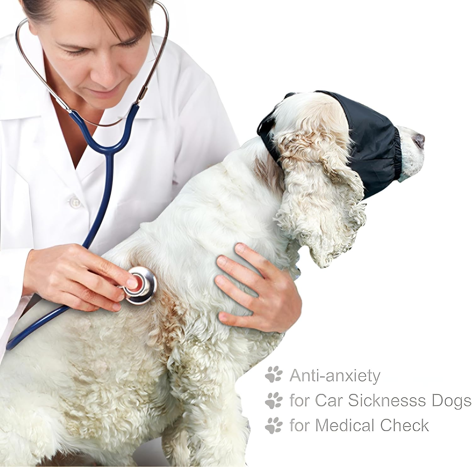 NACOCO Dog Calming Cap Eye Mask Nylon Shading Pet Anxiety Mask Muzzle for Grooming anti Car Sickness (S) image number 3