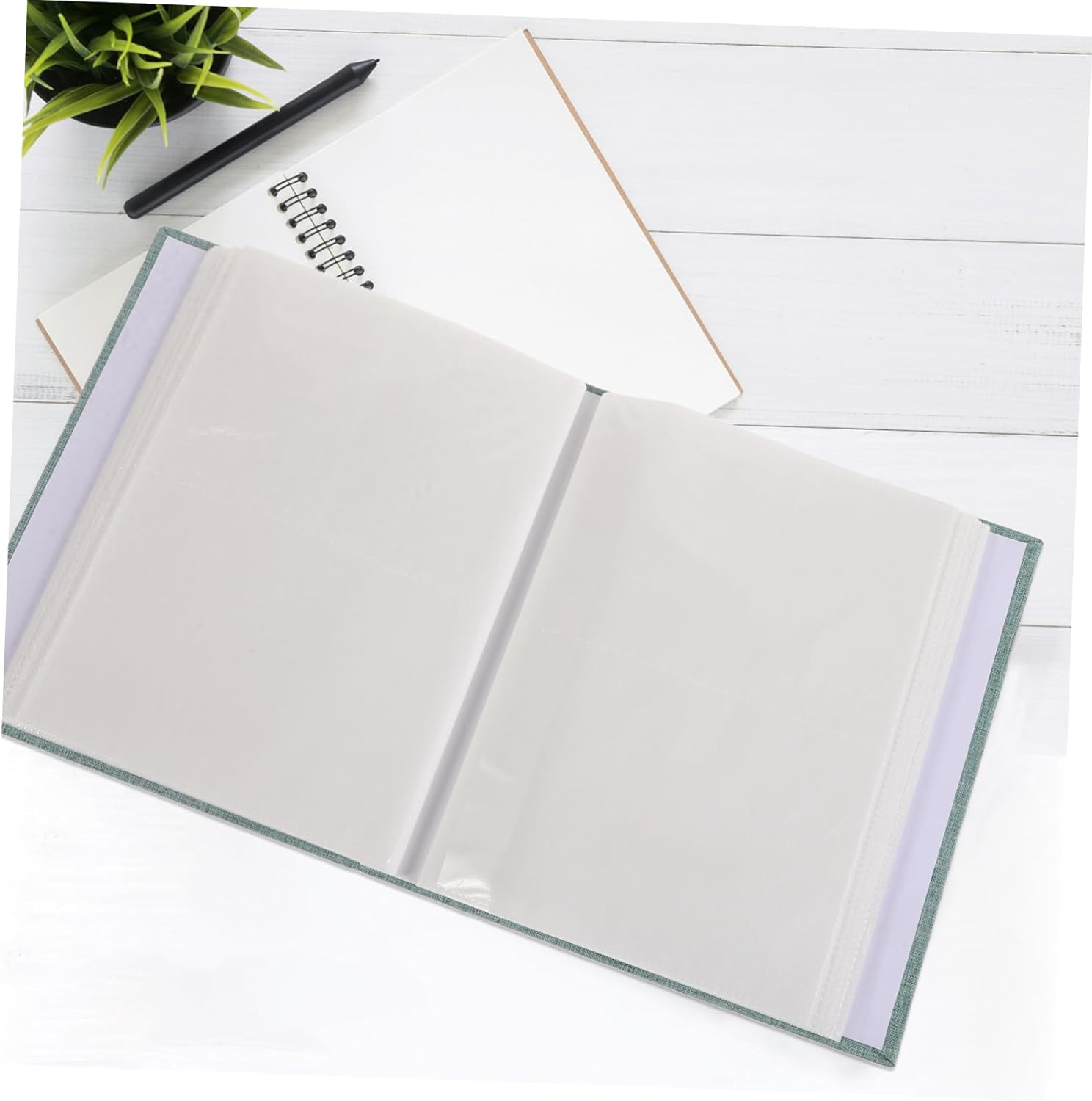 Pictures Book Album for Boy Photo Album for Growth Record Green Cover White Pages Keepsake For image number 6