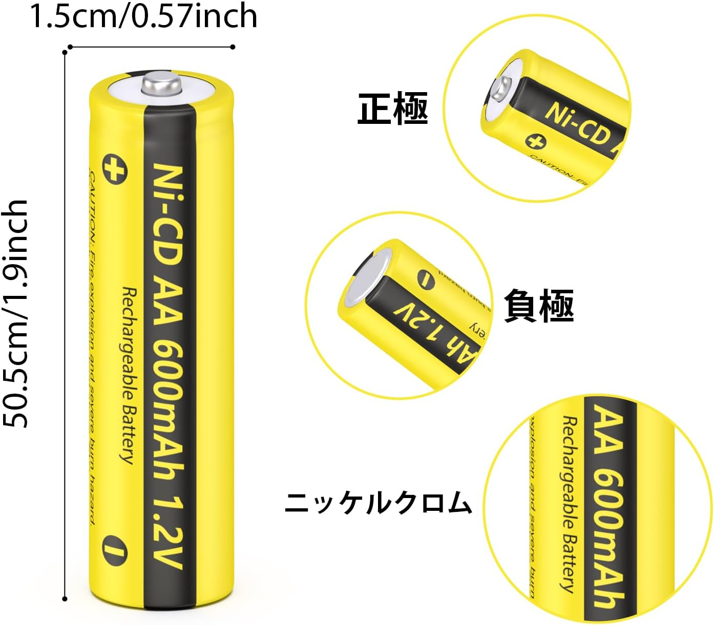 PKCELL Nicad Batteries AA 1.2V Nicad Rechargeable Batteries NICD Aa600Mah,10 Packs