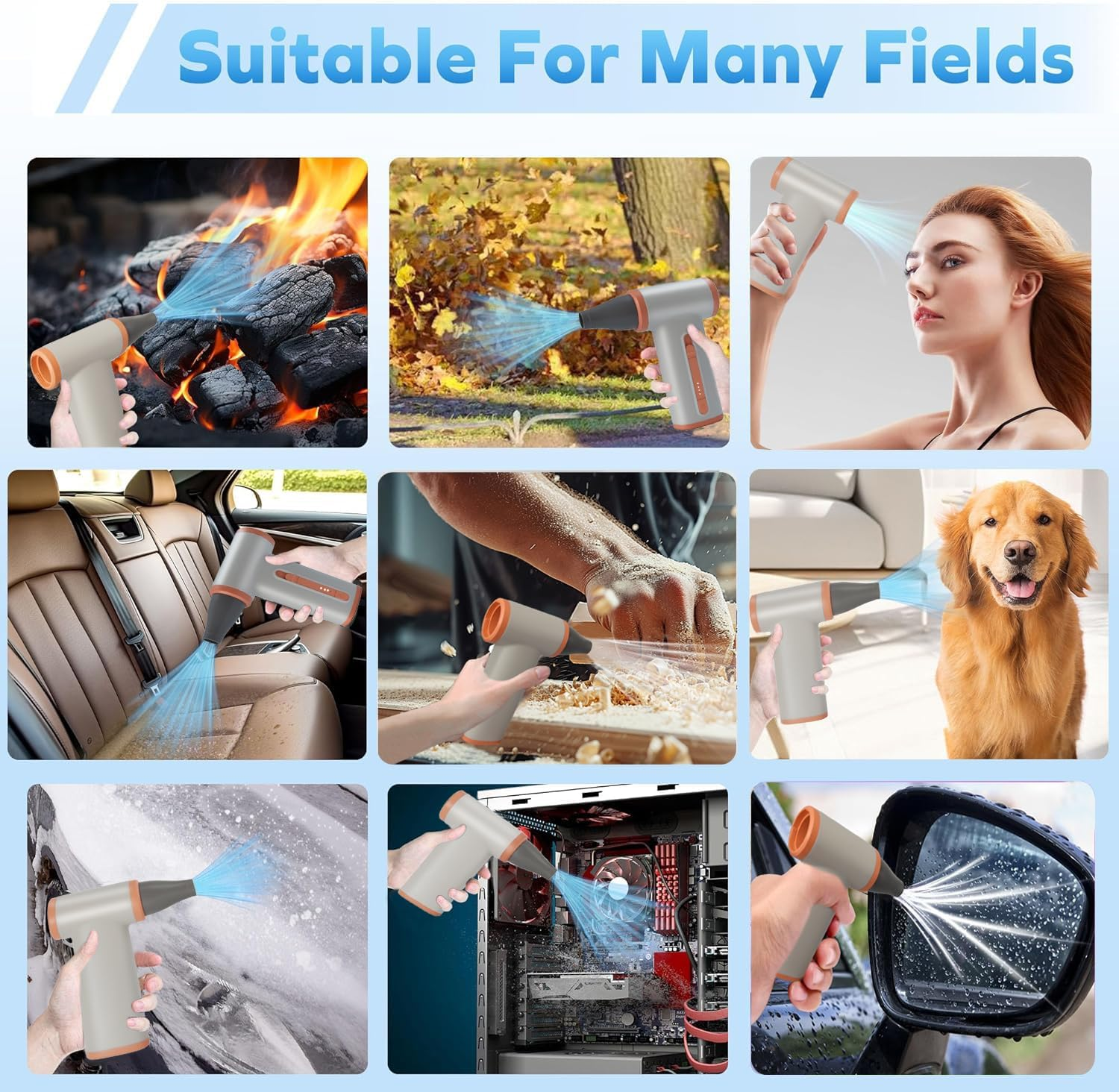 Electric Air Duster,150000Rpm Air Blower for Pc,Stepless Adjustable Compressed Air Duster,Rechargeable Cordless Mini Turbo Jet Blower for Computer, Keyboard,Car,Outdoor and Home Cleaning Kit image number 2