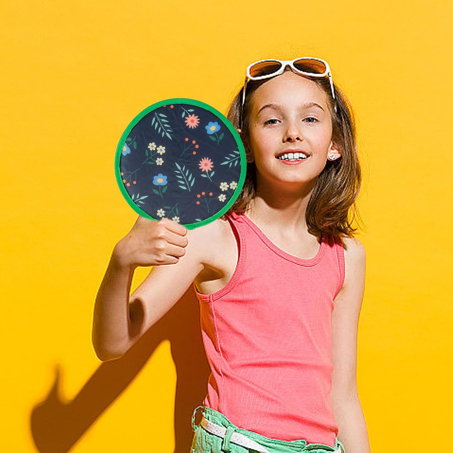 HDBHBH 4Pcs Floral round Foldable Hand Fan - Japanese Style Handheld Foldable Compact Cooling Fans for Outdoor Games, Xmas Decoration, Festival, Party Favors,Travel - 4Pcs Floral image number 5