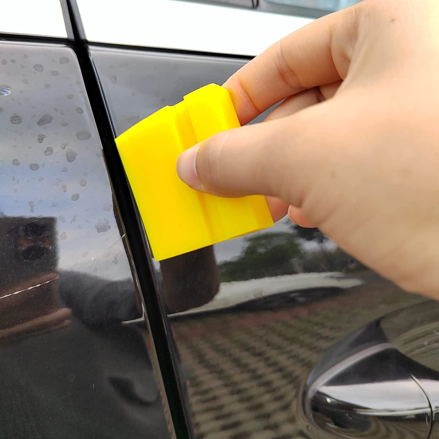 FOSHIO Mini Squeegee Window Film Tools,Rubber Squeegee Water Blade Decal Wrap Applicator Car Home Tint - Yellow image number 2