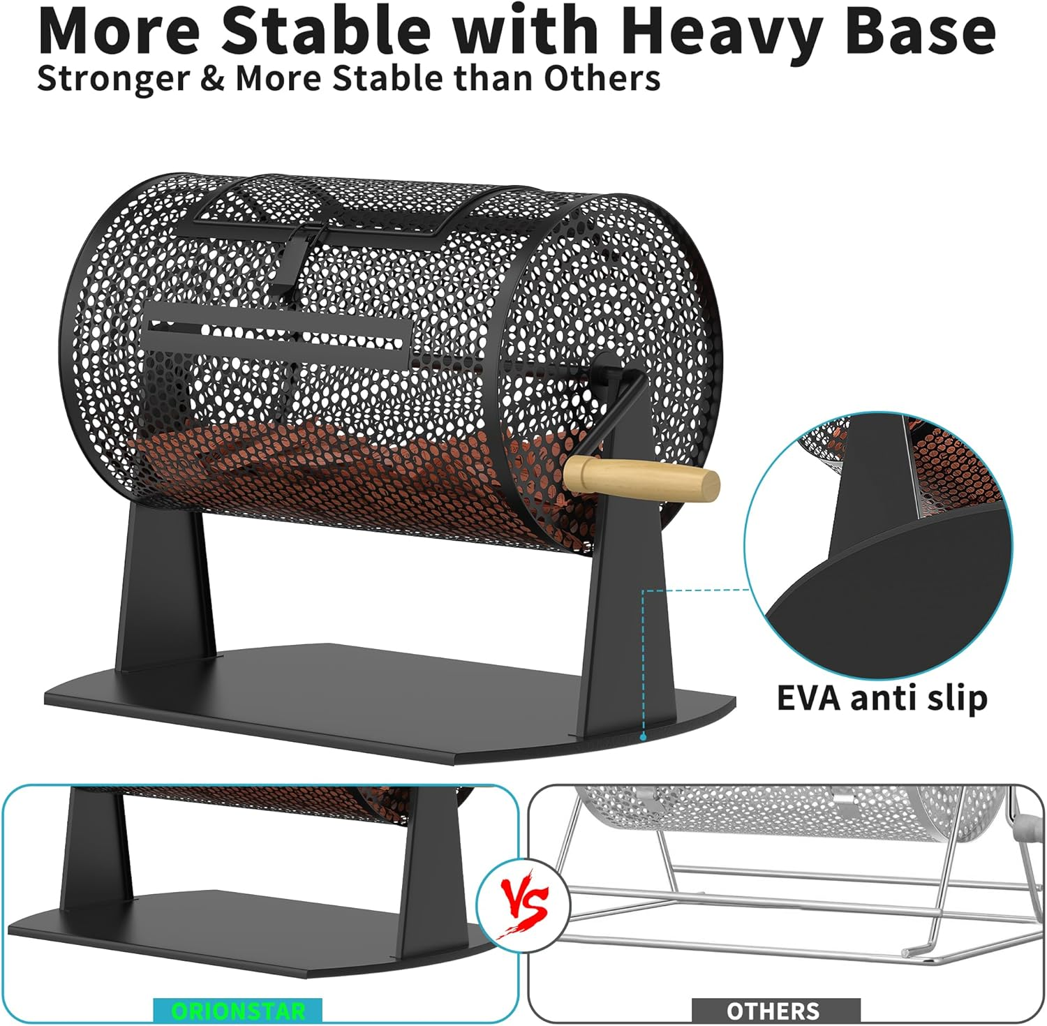 Orionstar Raffle Drum, Games & Sports Professional Raffle Ticket Spinner with Wooden Turning Handle Holds 2500 Tickets (Black) image number 4
