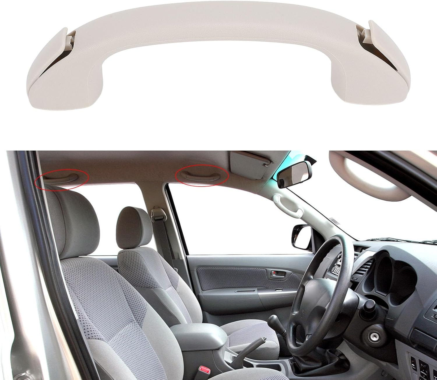 4PCS Car Interior Roof Handle, Inner Roof Grab Handle for Hilux 2005-2015, Auto Ceiling Pull Armrest Handle Interior Handrail, OEM 74611 0K040 image number 6