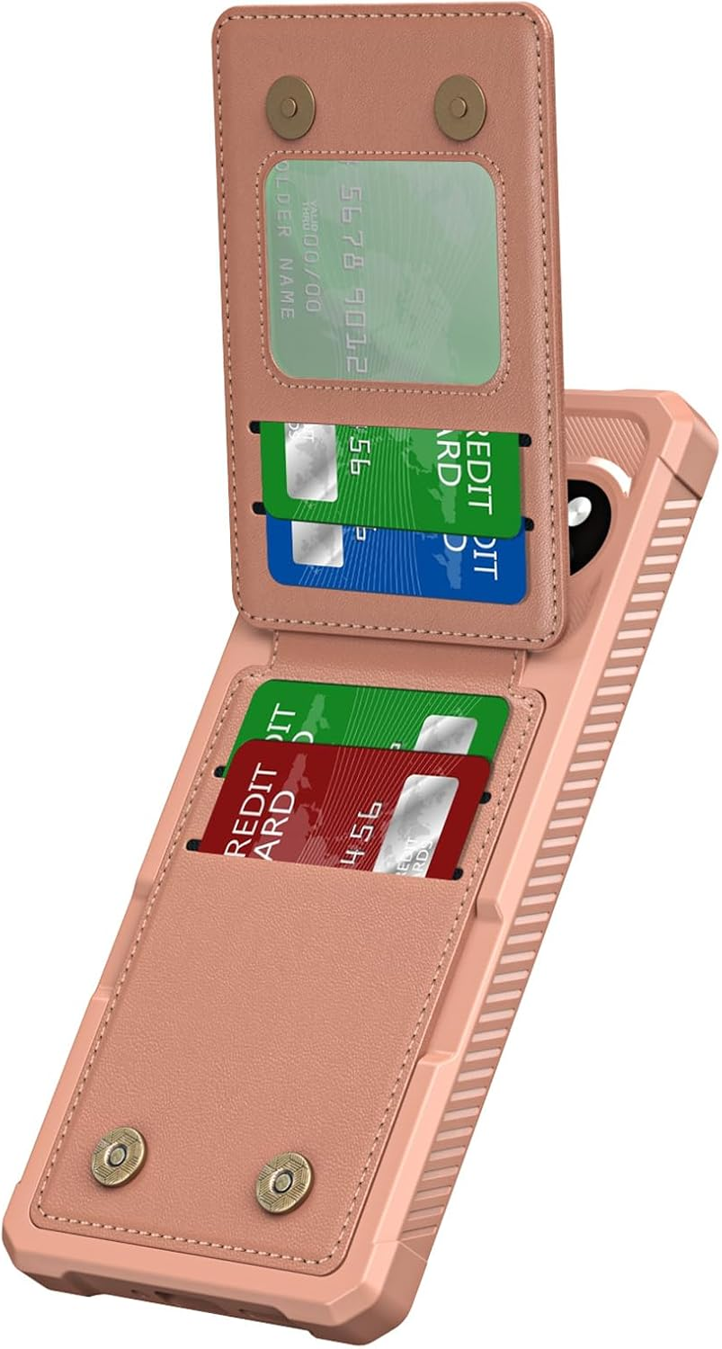 Fofvccv Wallet Case for Google Pixel 10 Pro XL with Double Magnetic Clasp, PU Leather Flip Kickstand Cover with Credit Card Slots Holder for Google Pixel 10 Pro XL ZM Rose image number 6