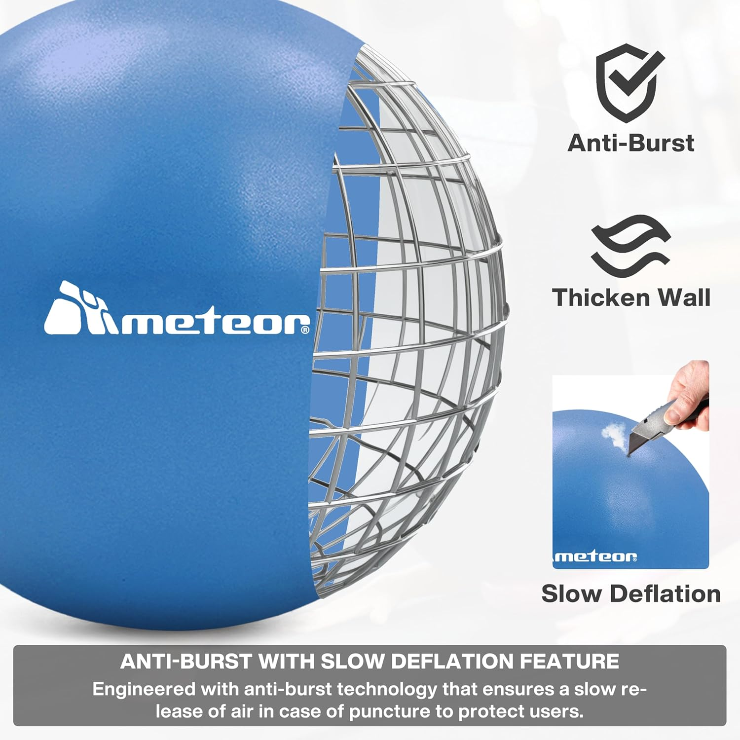 Meteor 2Pcs Mini Pilates Ball (25Cm) - Small Swiss Ball, Exercise Ball, Fitness Ball, Barre Ball - Ideal for Yoga, Pilates, Therapy & Relaxation image number 2